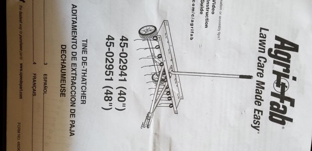 Agri-Fab 45-0294 40in Tow Behind Lawn Dethatcher, 20 Durable Spring Steel Tines Lawn dethatcher, Designed to pull behind Lawn and Garden Tractors, Black - Customer Photo 1