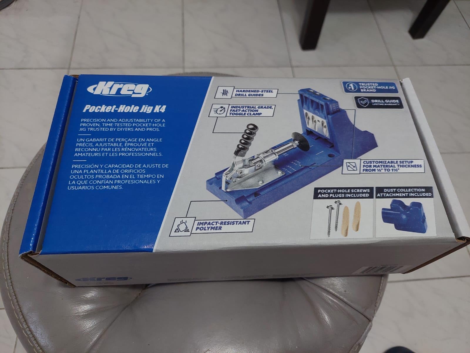 Kreg K4 Pocket Hole Jig - Adjustable, Versatile Jig for Strong Joints - Create Perfect, Rock-Solid Joints - Easily Adjustable Drill Guides - For Materials 1/2