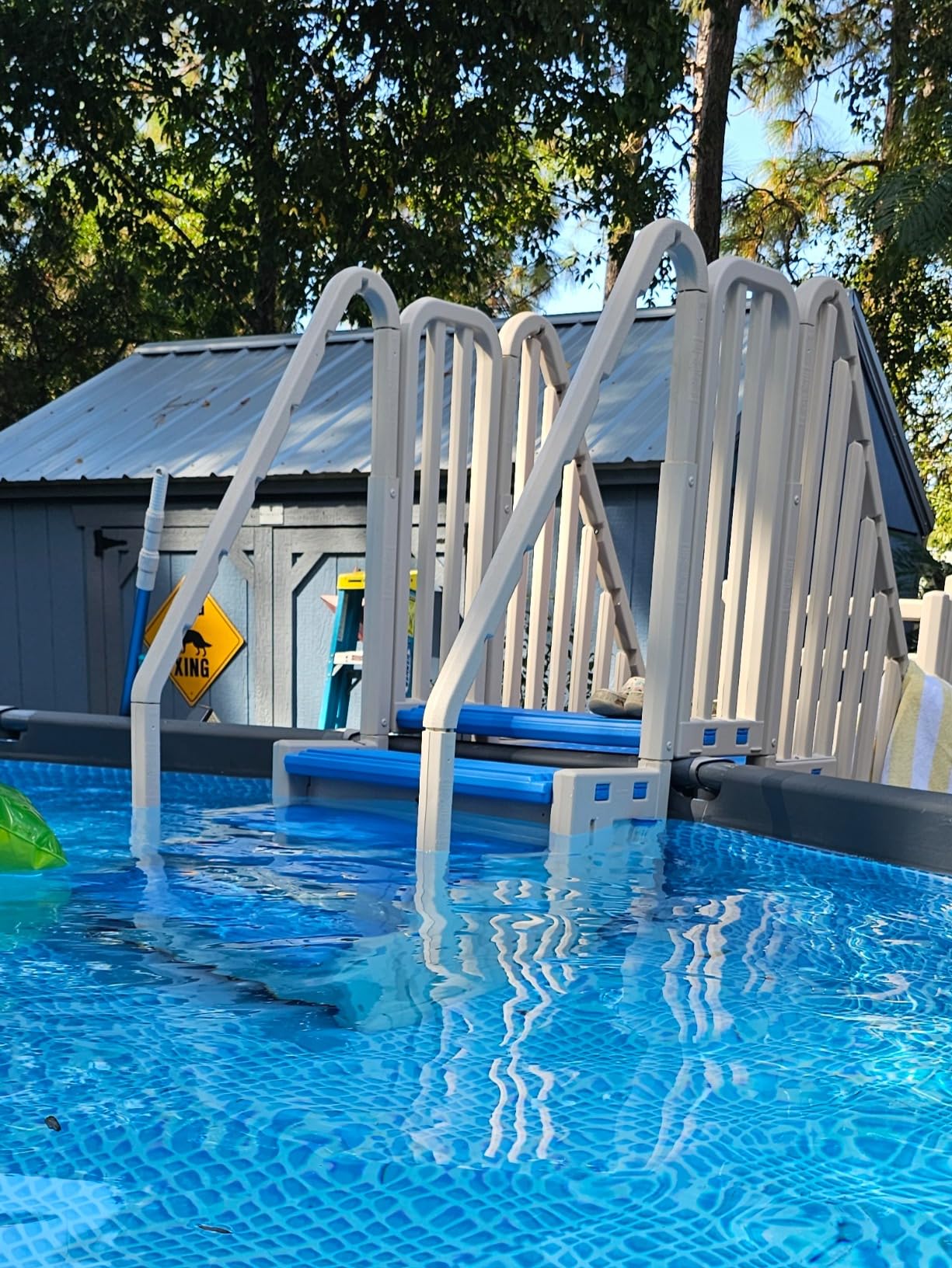 Confer Plastics Step-1X: Sturdy Above Ground Entry System with Dual Handrails and Slip-Resistant Steps, Easy Installation, Supports up to 400 lbs - Proudly Made in USA. Warm Grey with Grey Treads Customer Review Confer Plastics Step-1X: Sturdy Above Ground Entry System with Dual Handrails and Slip-Resistant Steps, Easy Installation, Supports up to 400 lbs - Proudly Made in USA. Warm Grey with Grey Treads - Customer Photo 1