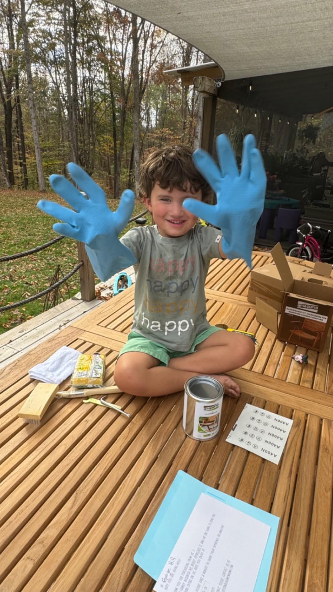 Amazonia Newcastle 9-Piece Outdoor Rectangular Dining Table Set | Certified Teak | Ideal for Patio and Indoors, Light Brown - Customer Photo 4
