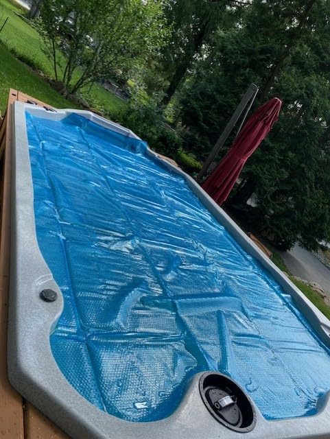Intex Solar Pool Cover for 18' x 9' Rectangular Frame Outdoor Swimming Pools with Carrying Storage Bag, (Pool Cover Only), Blue - Customer Photo 1