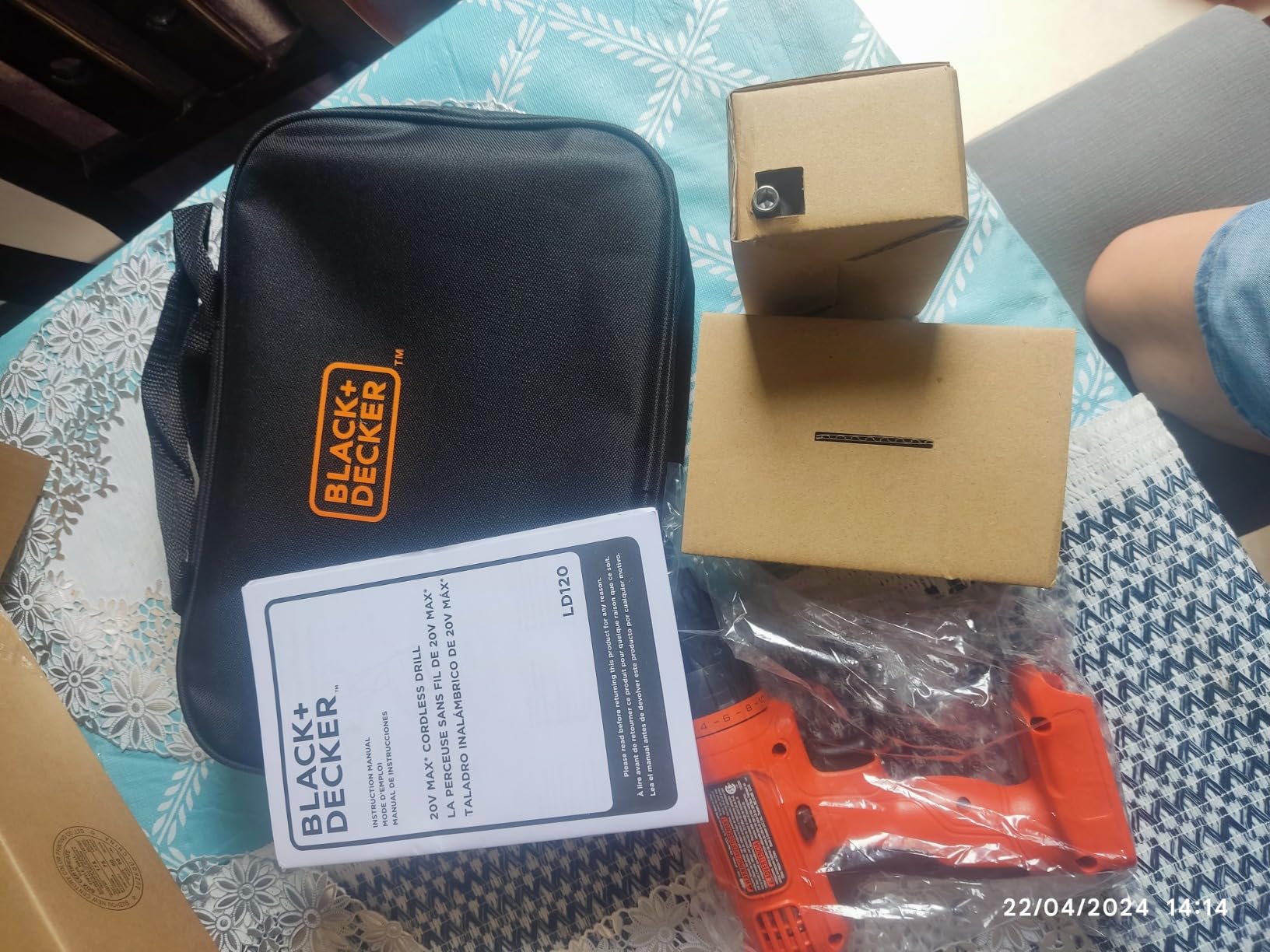 BLACK+DECKER 20V MAX* POWERCONNECT Cordless Drill Driver Kit with Drill Bit Set and Sockets, 100 pc. Tool Kit for Home, Battery and Charger Included, Orange (BDC120VA100) - Customer Photo 1