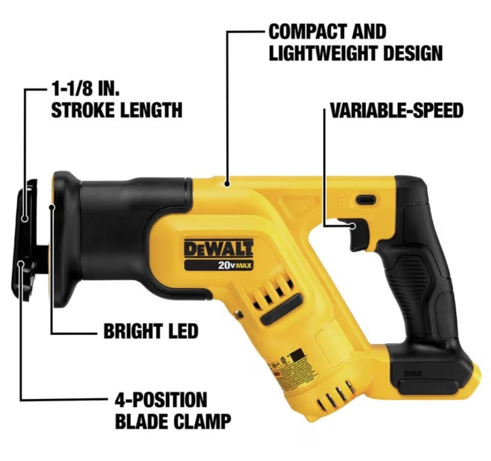 DEWALT 20V MAX Cordless Reciprocating Saw, Compact, Variable Speed, LED Light, Bare Tool Only (DCS380B) - Customer Photo 2