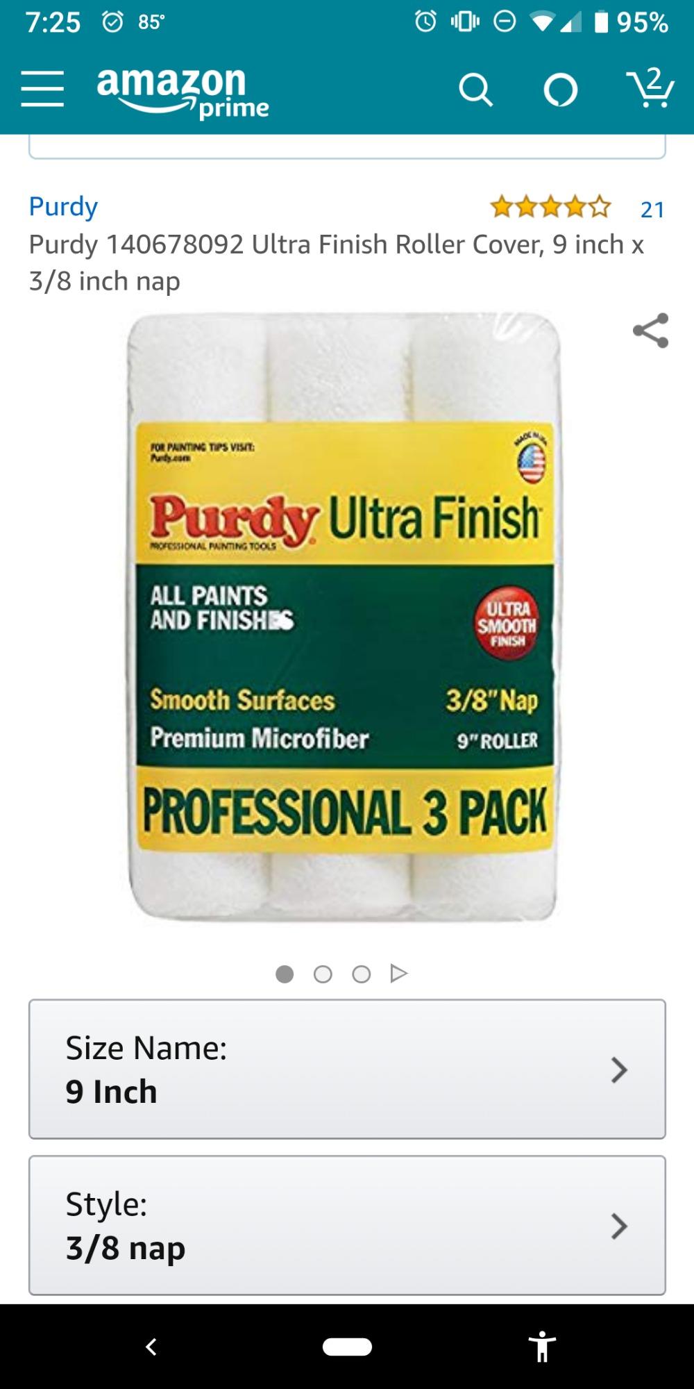 Purdy 140678092 Ultra Finish Roller Cover, 9 inch x 3/8 inch nap - Customer Photo 2