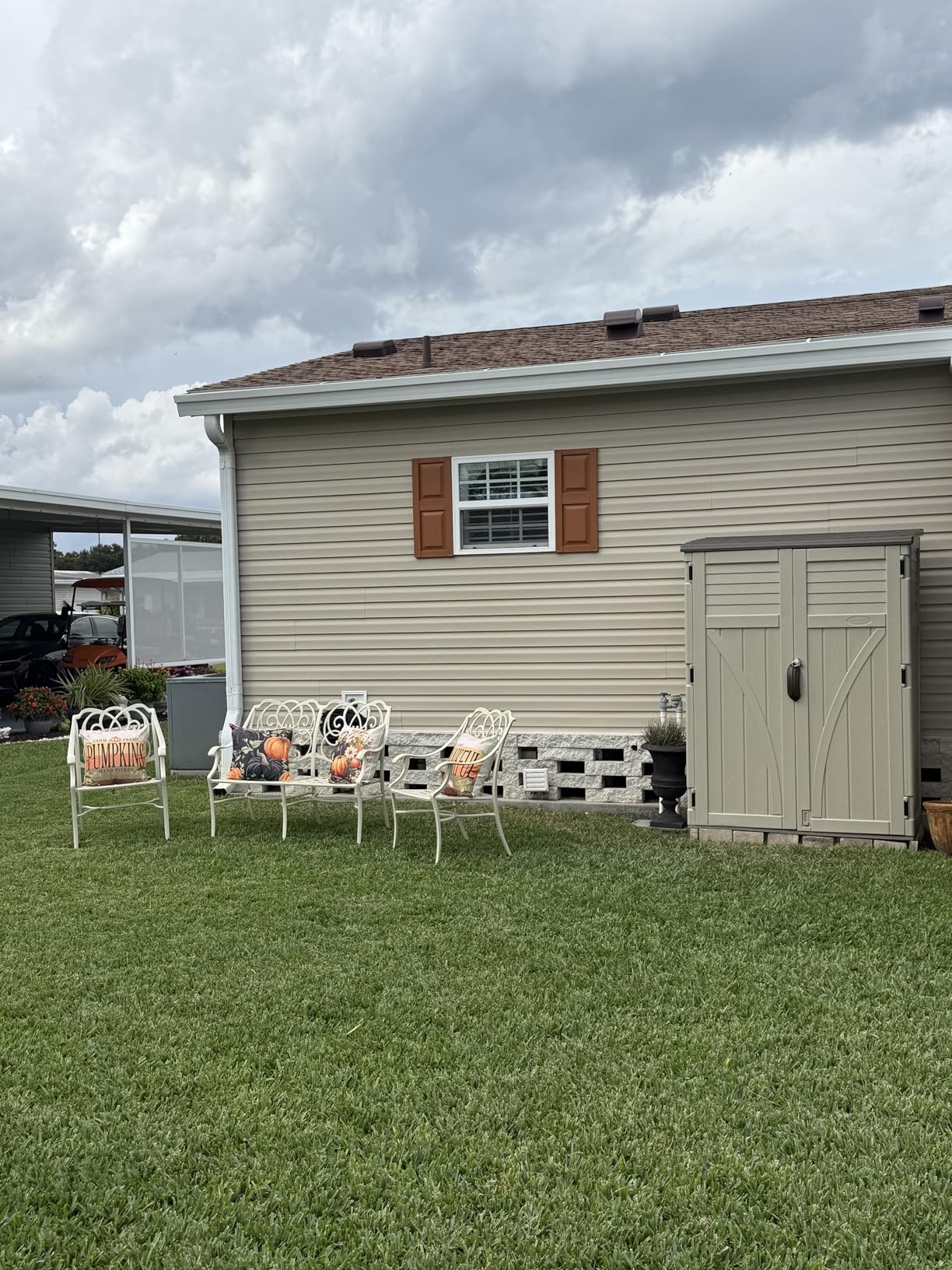 Suncast Outdoor Storage Cabinet Waterproof Resin Vertical Outdoor Storage Shed (54 cu. ft.) for Patio, Garden Tools, Cushions, & Equipment. Weatherproof Plastic Multi-Wall Design, Capacity Made in USA Customer Review Suncast Outdoor Storage Cabinet Waterproof Resin Vertical Outdoor Storage Shed (54 cu. ft.) for Patio, Garden Tools, Cushions, & Equipment. Weatherproof Plastic Multi-Wall Design, Capacity Made in USA - Customer Photo 1
