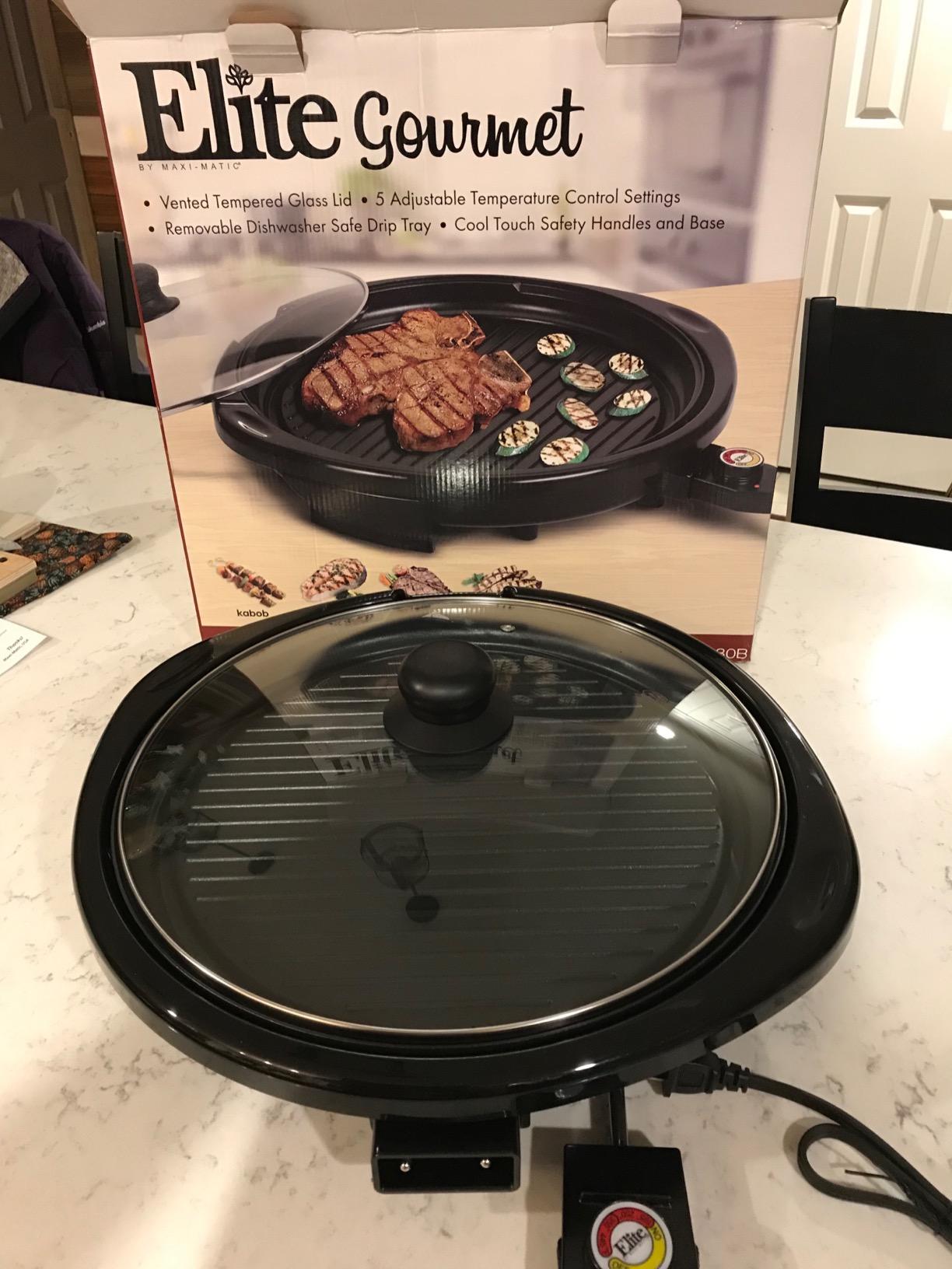 Elite Gourmet EMG-980B Smokeless Electric Tabletop Grill Nonstick, 6-Serving, Dishwasher Safe Removable Grilling Plate, Grill Indoor, Tempered Glass Lid, Adjustable Temperature, 14 Elite Gourmet EMG-980B Smokeless Electric Tabletop Grill Nonstick, 6-Serving, Dishwasher Safe Removable Grilling Plate, Grill Indoor, Tempered Glass Lid, Adjustable Temperature, 14