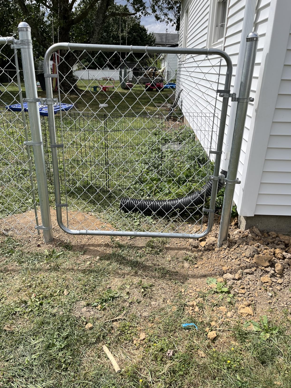Adjust-A-Gate Chain Link Fence Gate w/Round Frame, Fits 24-72 in. Openings & Up to 12 ft. - Heavy-Duty Outdoor Reinforcement & Accessories for Gates and Fences - Customer Photo 2