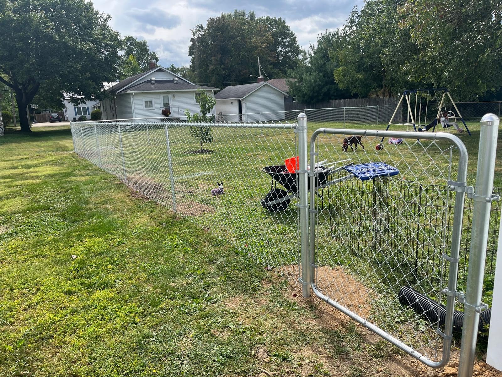 Adjust-A-Gate Chain Link Fence Gate w/Round Frame, Fits 24-72 in. Openings & Up to 12 ft. - Heavy-Duty Outdoor Reinforcement & Accessories for Gates and Fences - Customer Photo 4