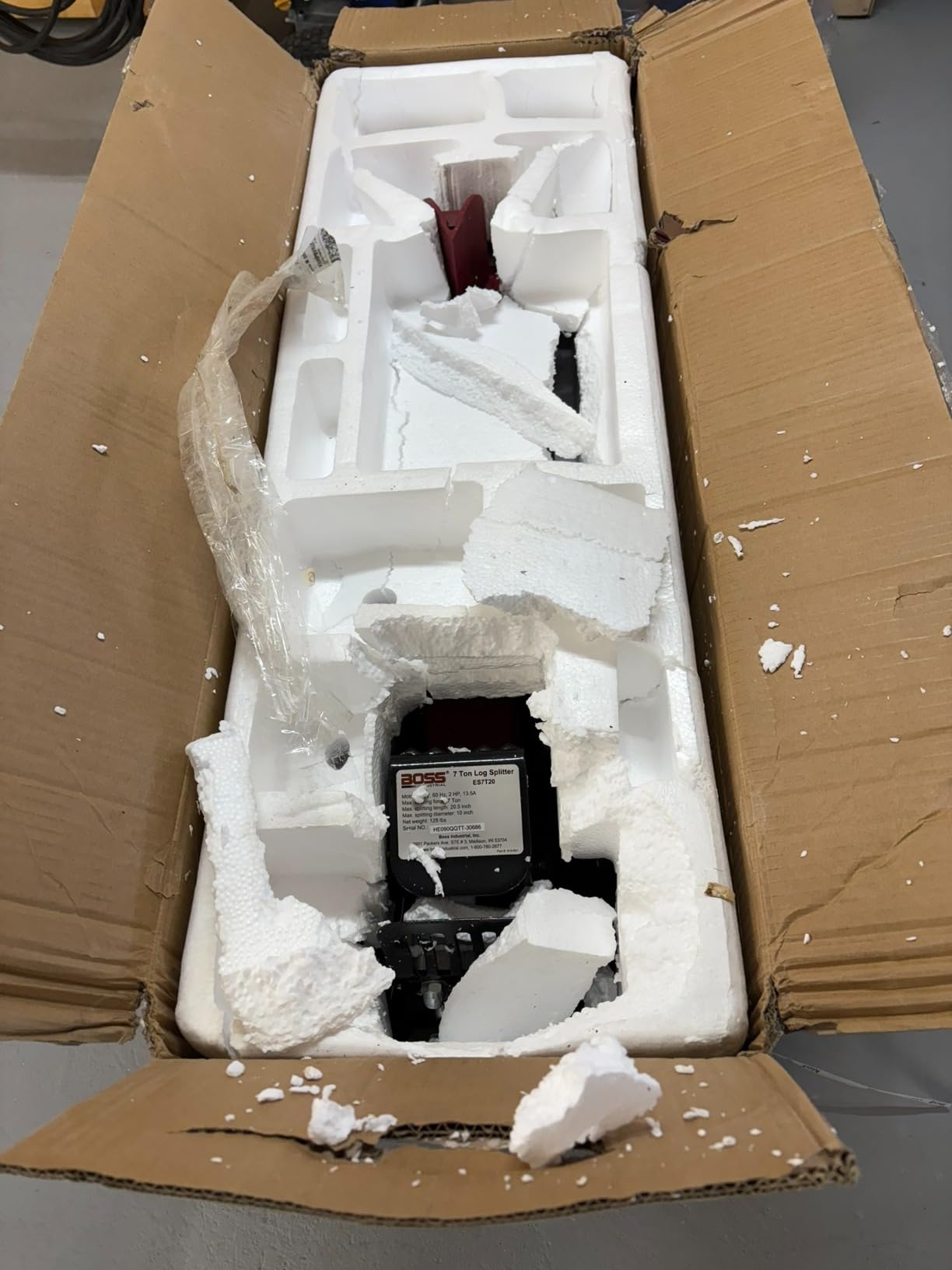 7 Ton Lightweight Portable High Powered Hydraulic Electric Firewood Log Splitter with Rubber Wheels for Home, Garage, or Cabin, Red - Customer Photo 2