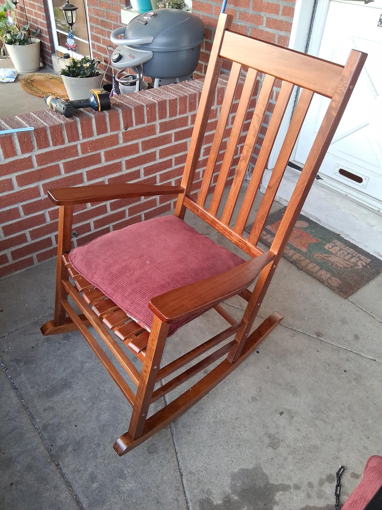 Shine Company Vermont Porch Rocker, High Back Wood Rocking Chair, Oak - Customer Photo 2