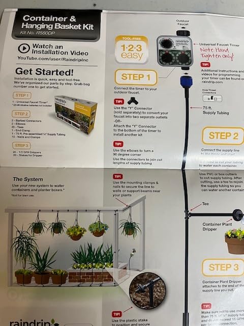 Raindrip R560DP Drip Watering System, Automatic Drip Irrigation System with Timer for Containers and Hanging Baskets, Waters up to 20 Plants, Includes 20 Drippers, Black - Customer Photo 1