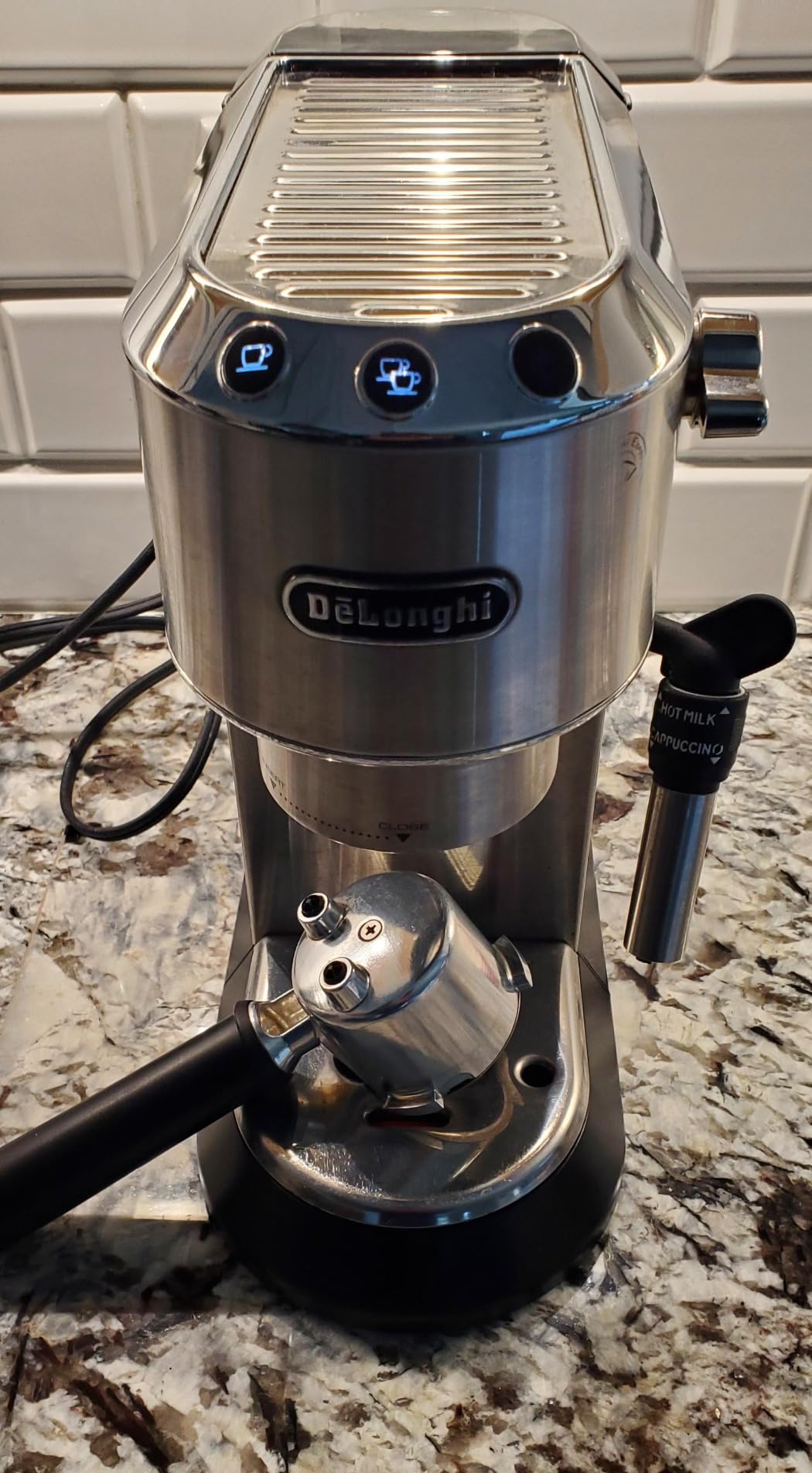 De'Longhi Dedica Espresso Machine with Manual Milk Frother, 15-Bar Pump & Adjustable Tray - Home Barista Coffee Maker for Espresso, Latte, Cappuccino & Iced Coffee - Italian Stainless Steel Design - Customer Photo 2