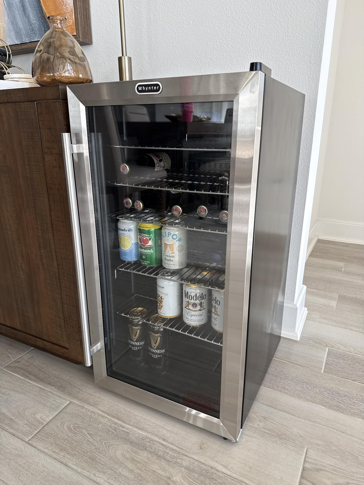 Whynter Beverage Refrigerator with Double-Layer Glass Door, 127-Can 3.1 Cu Ft Freestanding Drink Mini Fridge, BR-130SB, Stainless Steel - Customer Photo 2