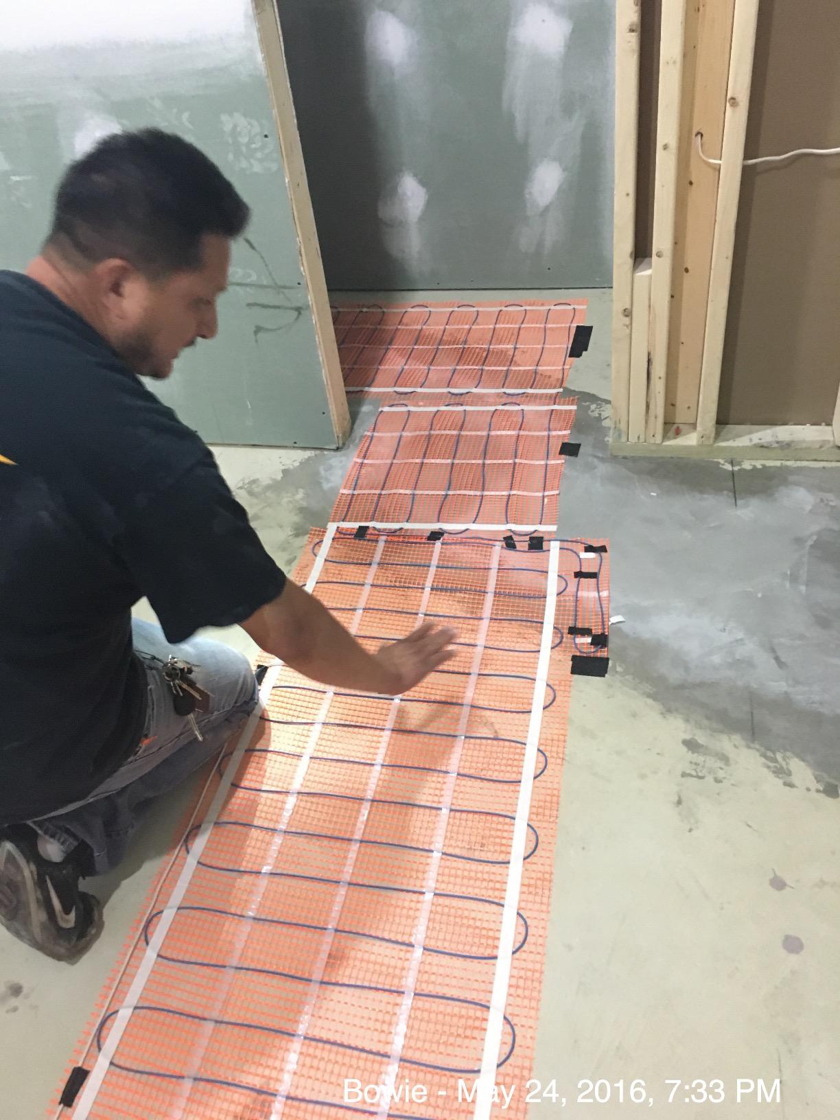 SunTouch TapeMat Electric Floor Heating Mat, 10 Sq. Ft., 2' x 5', (120V), Plain - Customer Photo 4