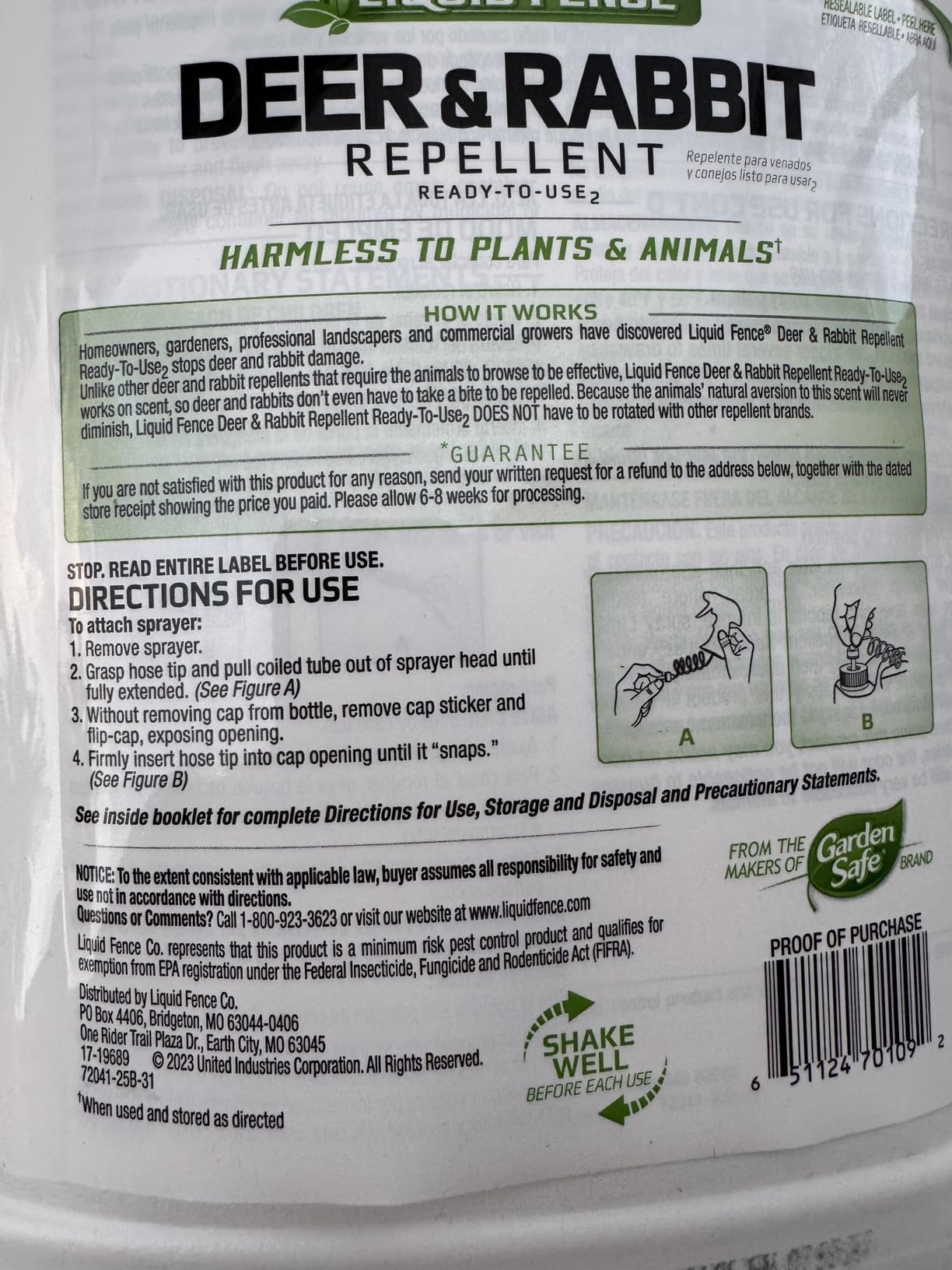 Liquid Fence Deer & Rabbit Repellent Ready-to-Use, 32-Ounce, White - Customer Photo 2