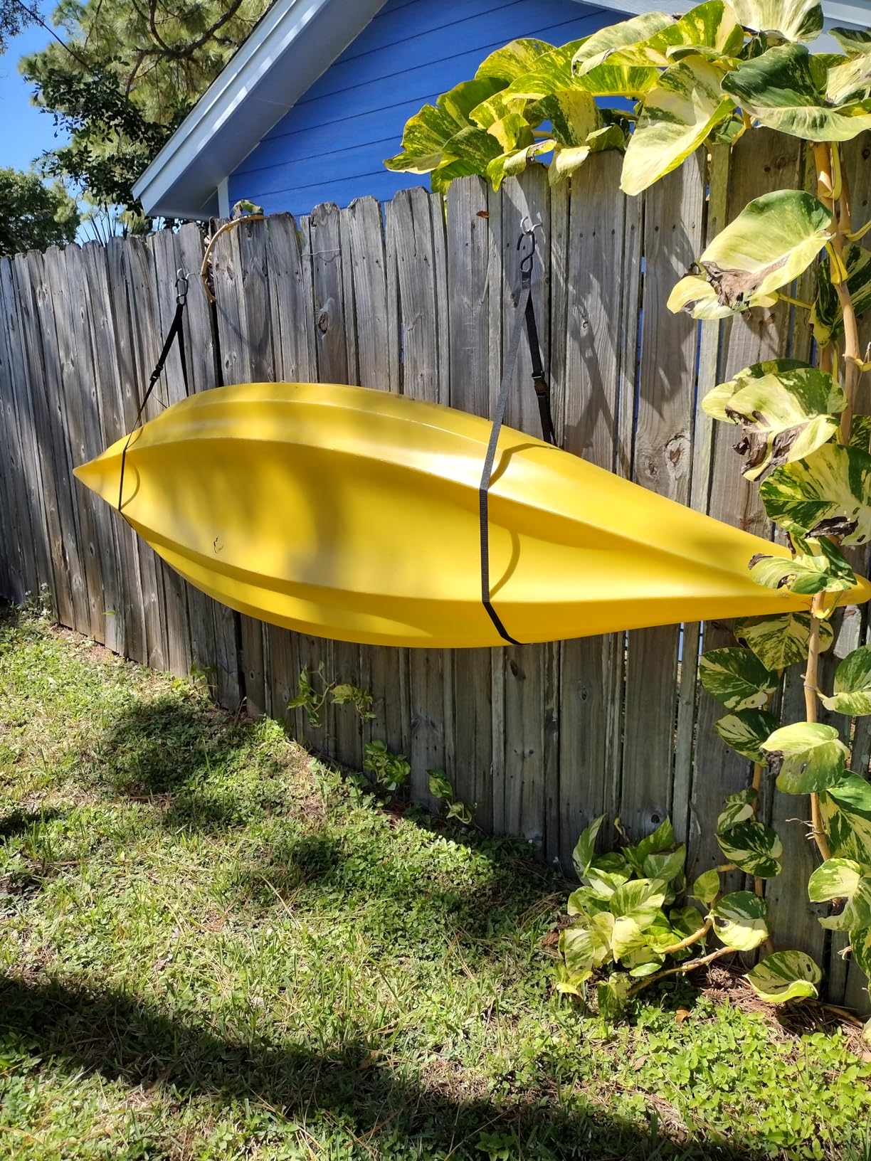 Single Kayak Rack - 55lb Capacity Wall or Ceiling Storage Straps for Surfboards, Paddleboards, SUP, or Canoe - Adjustable Kayak Hanger by RAD Sportz - Customer Photo 1