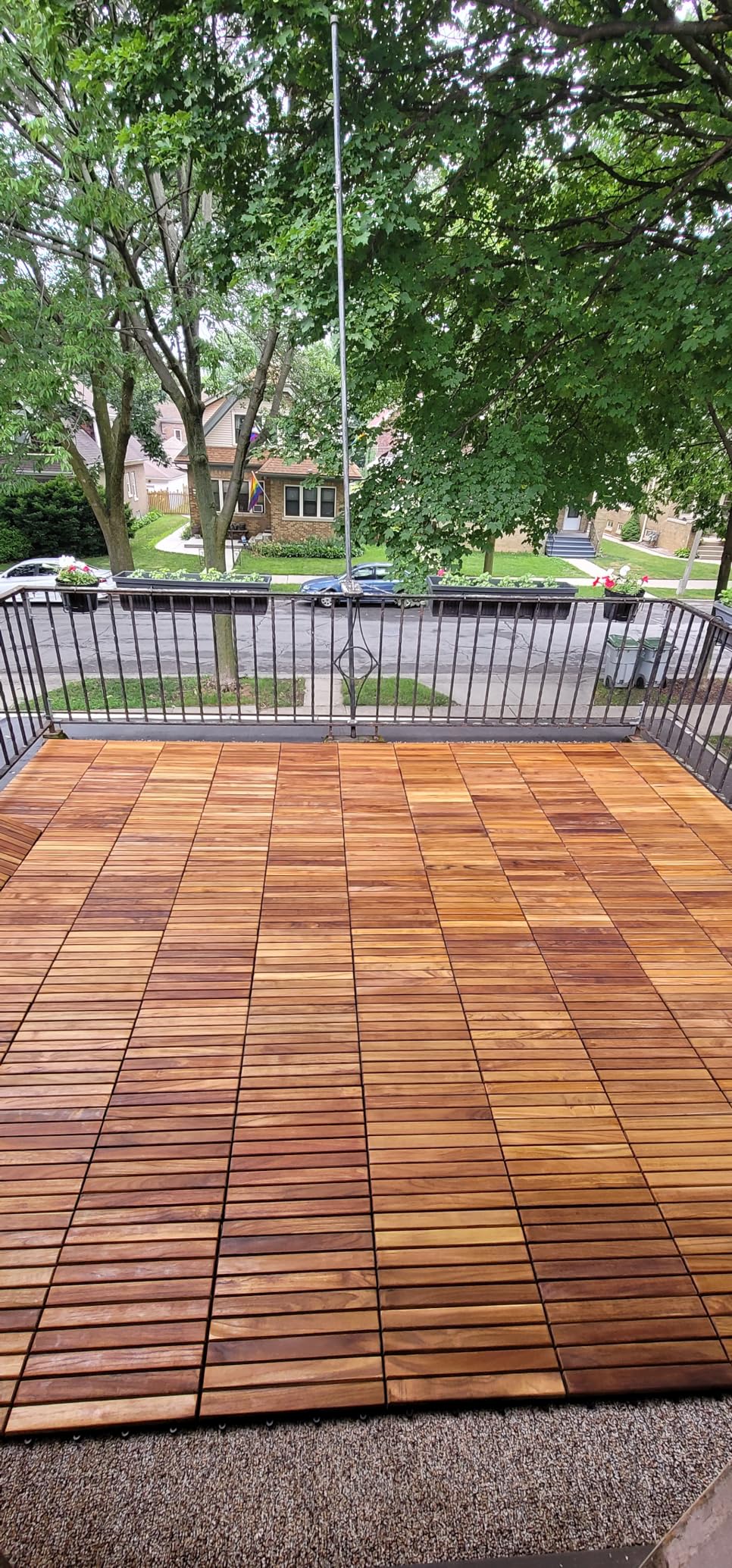 Bare Decor EZ-Floor Interlocking Flooring Tiles in Solid Teak Wood Oiled Finish (Set of 10), Long 9 Slat - Customer Photo 3