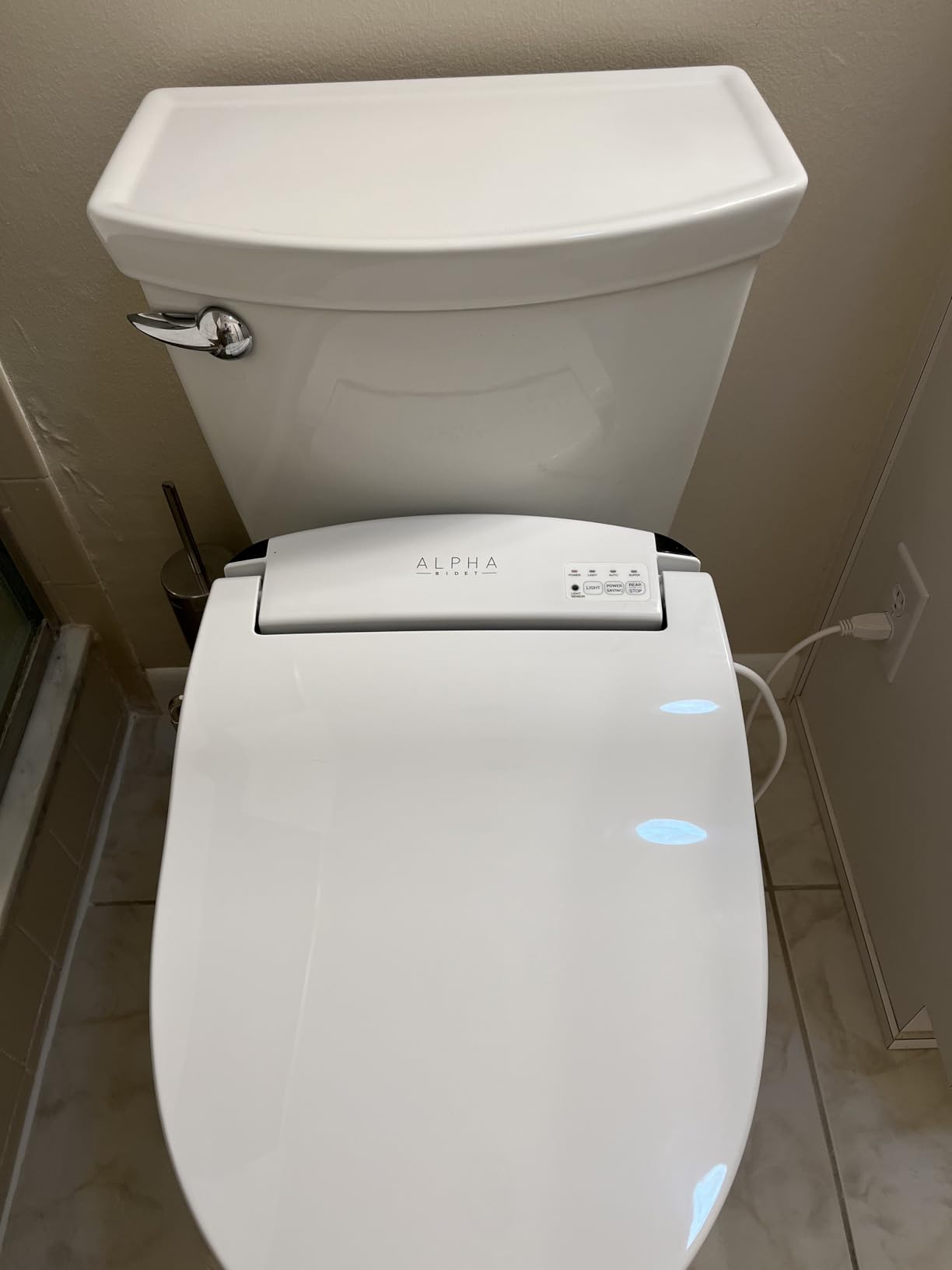 ALPHA BIDET JX2 Elongated Bidet Toilet Seat, White, Endless Warm Water, *NEW* Bowl Mist, LED Light, Quiet Operation, Wireless Remote, Stainless Steel Nozzle, Sittable Lid, 3 Year Warranty - Customer Photo 2