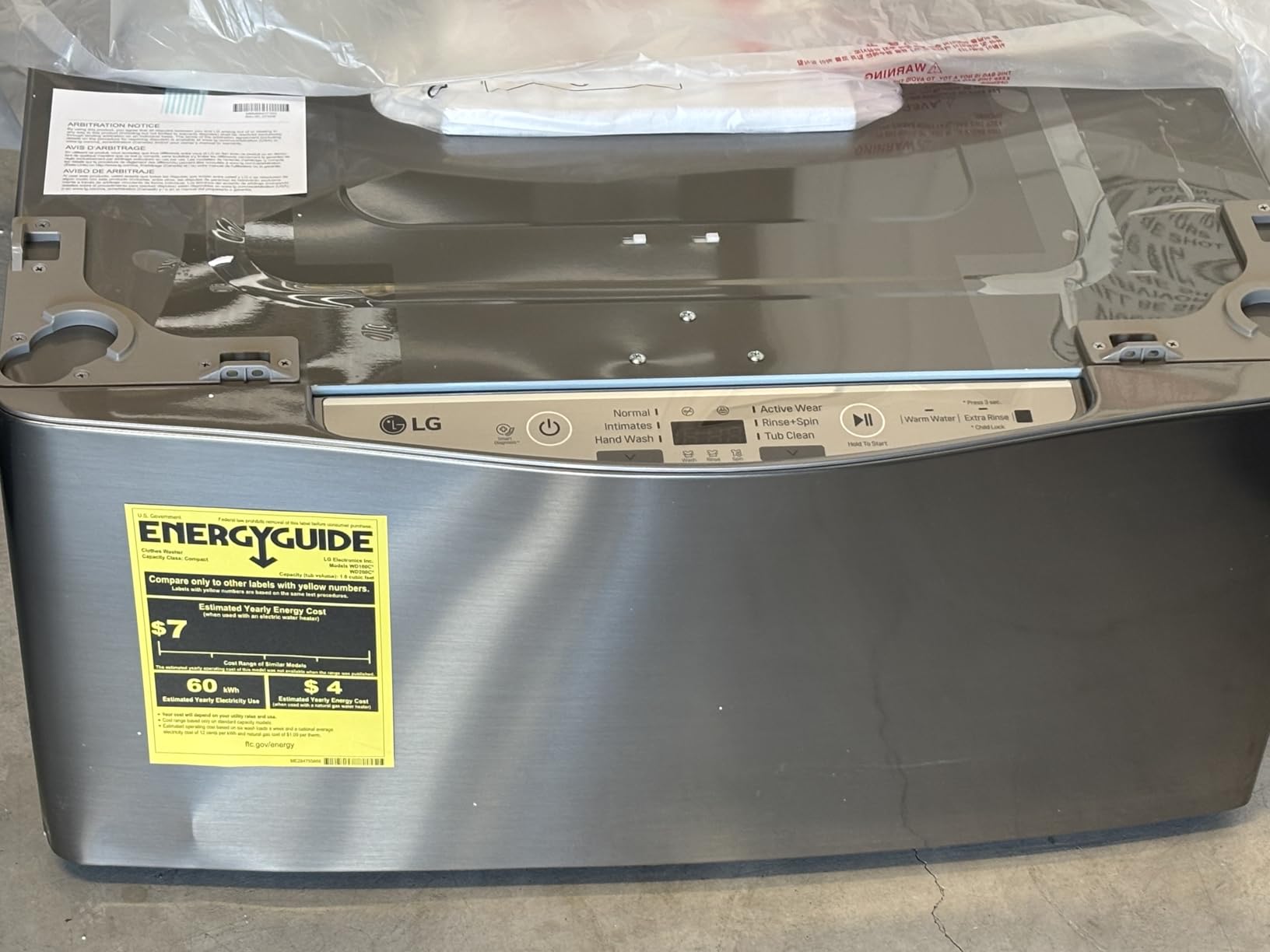 LG SideKick WD200CV Washer - 6 Mode(s) - Drawer - 1 ft³ Washer Capacity - 120 V AC Input Voltage - Freestanding - Chrome, Plastic - Graphite Steel Customer Review LG SideKick WD200CV Washer - 6 Mode(s) - Drawer - 1 ft³ Washer Capacity - 120 V AC Input Voltage - Freestanding - Chrome, Plastic - Graphite Steel - Customer Photo 1