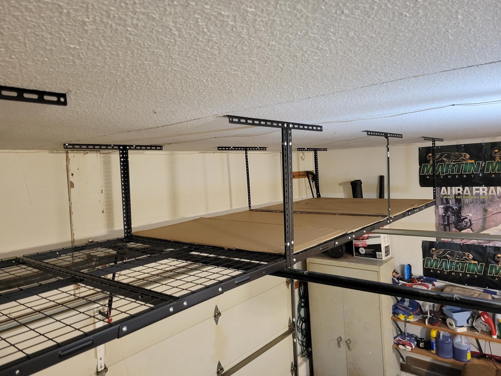 FLEXIMOUNTS 4x8 Overhead Garage Storage Rack, Adjustable Organization System, Heavy-Duty Metal Ceiling Racks, 750lbs Weight Capacity, Black, Classic Series - Customer Photo 2