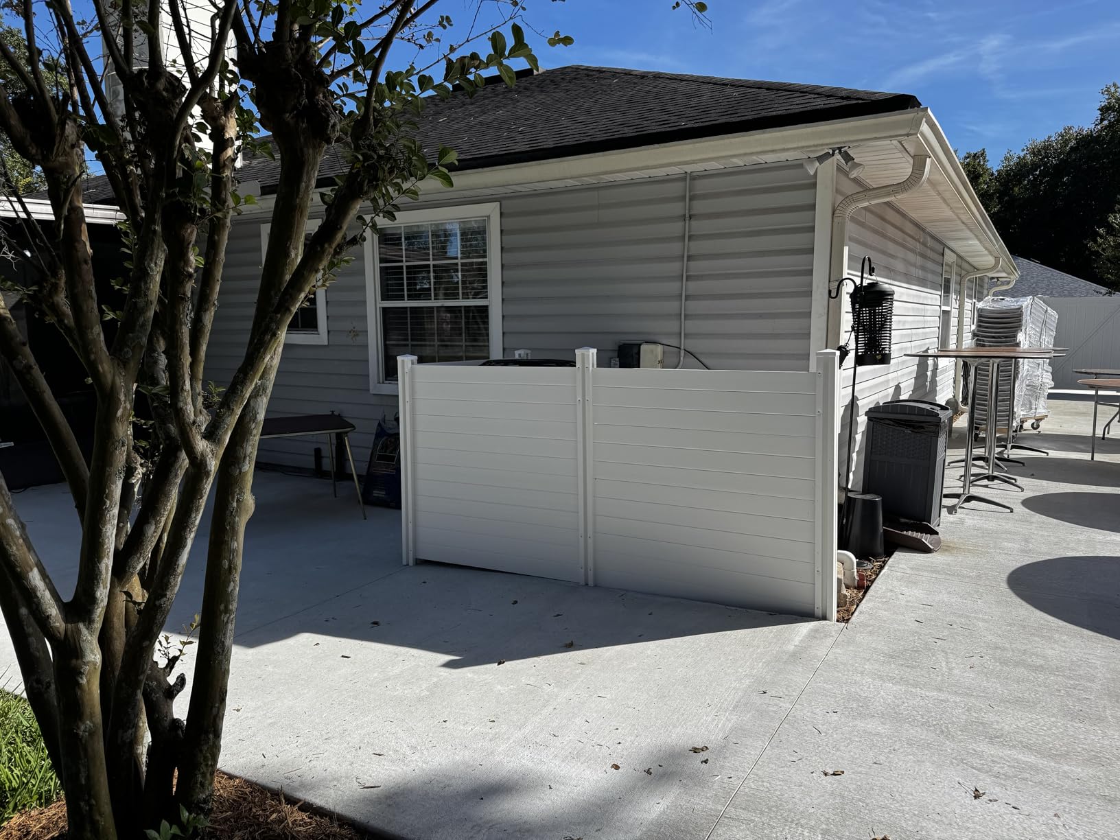 4ft H x 4ft W (2 Panels) No Dig Enclo Premium White Vinyl Privacy Screen, Outdoor Privacy Panels, Use As Air Conditioner Fence, Trash Can Enclosure, Pool Equipment Enclosure, ZP19014 - Customer Photo 1