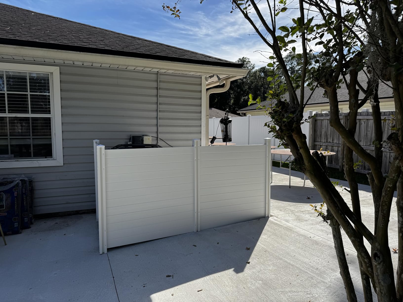 4ft H x 4ft W (2 Panels) No Dig Enclo Premium White Vinyl Privacy Screen, Outdoor Privacy Panels, Use As Air Conditioner Fence, Trash Can Enclosure, Pool Equipment Enclosure, ZP19014 - Customer Photo 2