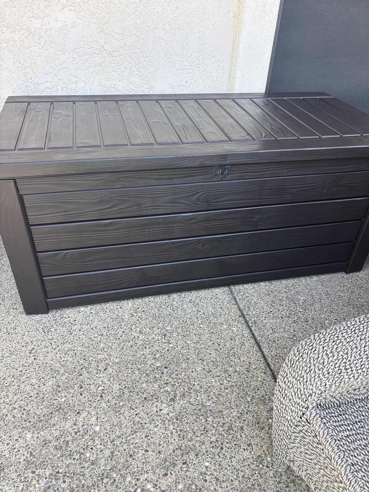 Keter Westwood 150 Gallon Deck Box Organizer, Doubles as 2-Person Bench Seat, Brown – Large Resin Outdoor Storage and Seating with Lockable Lid for Garden, Pool, and Patio - Customer Photo 1