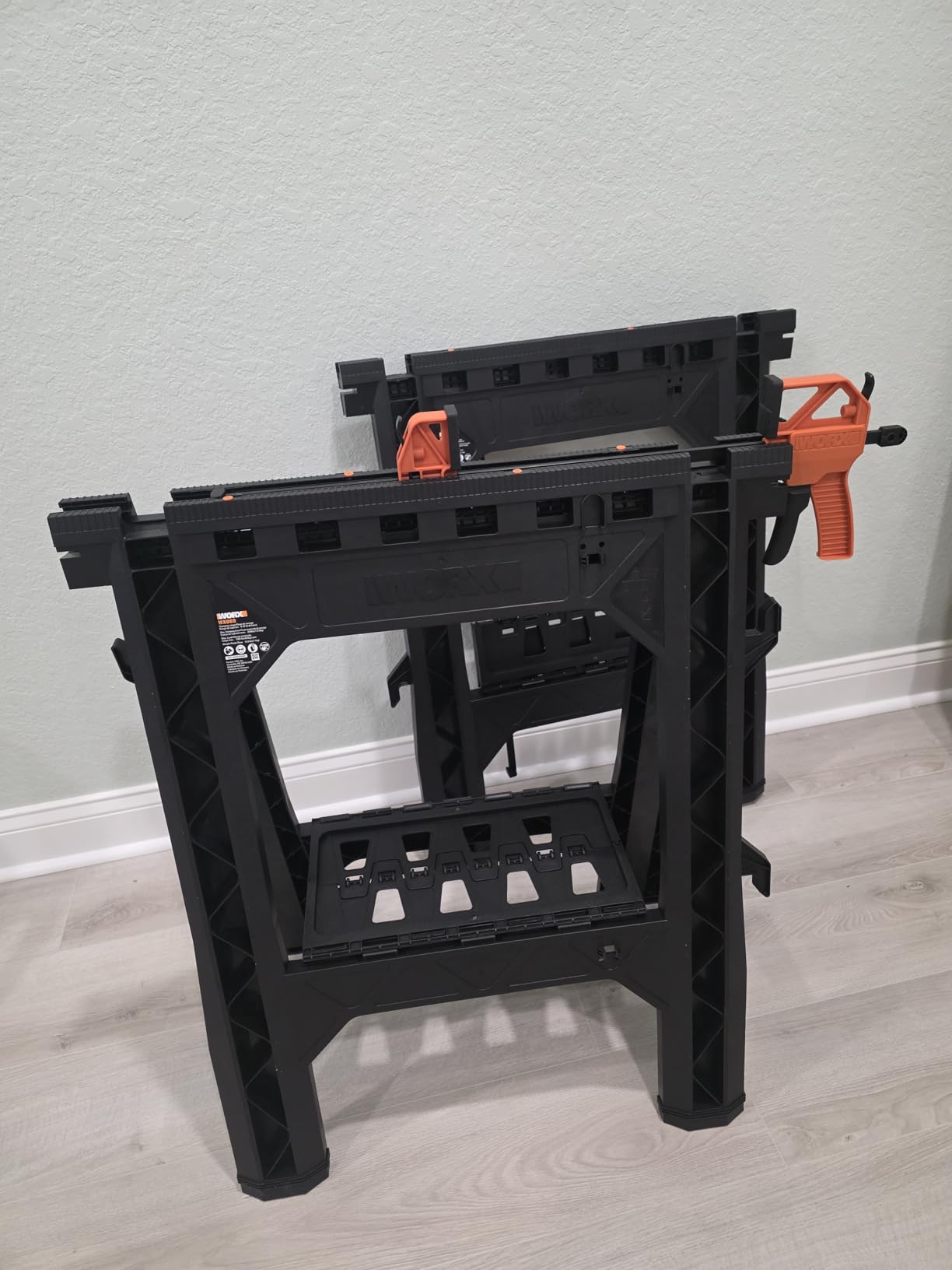 Worx Pegasus 2-in-1 Folding Work Table & Sawhorse, Easy Setup Portable Workbench, 31 Worx Pegasus 2-in-1 Folding Work Table & Sawhorse, Easy Setup Portable Workbench, 31