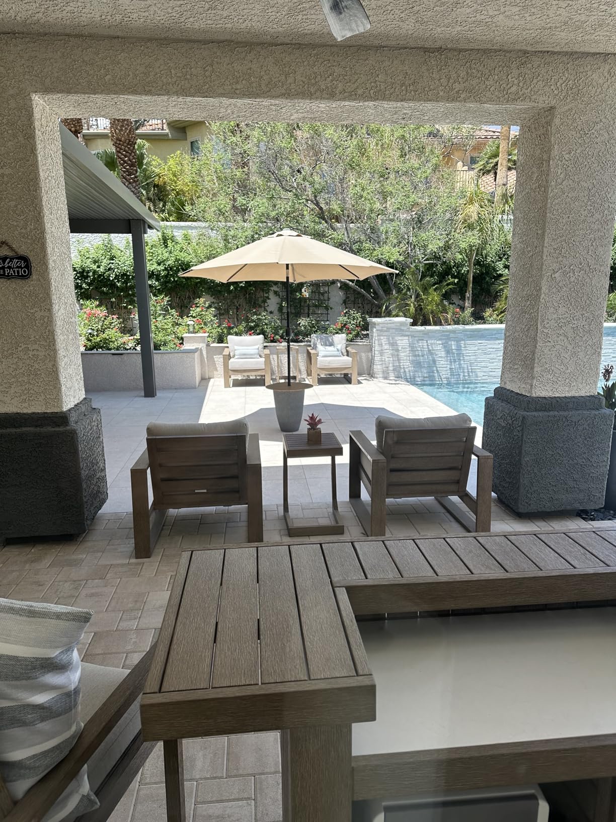 Sunnyglade 9' Patio Umbrella Outdoor Table Umbrella with 8 Sturdy Ribs - Customer Photo 2