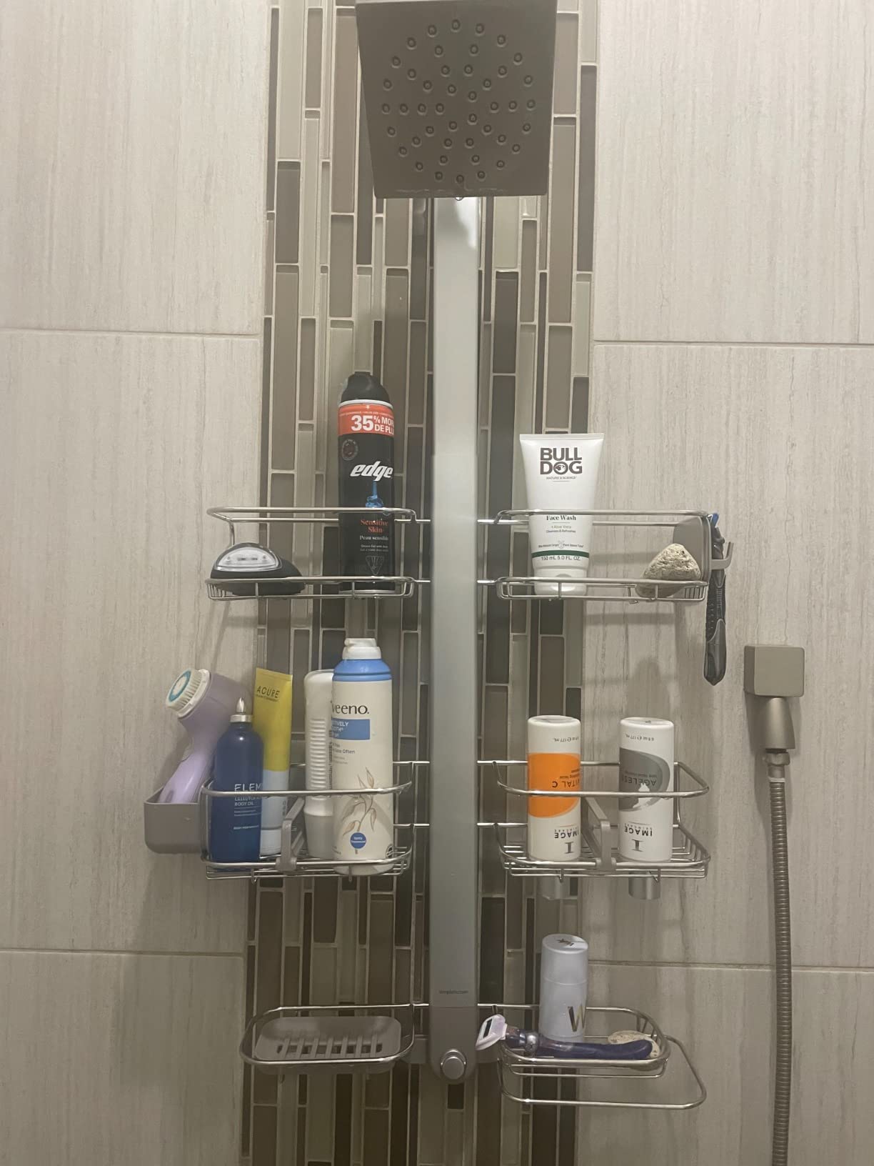 simplehuman Over-Door Shower Caddy, Stainless Steel and Anodized Aluminum - Customer Photo 1