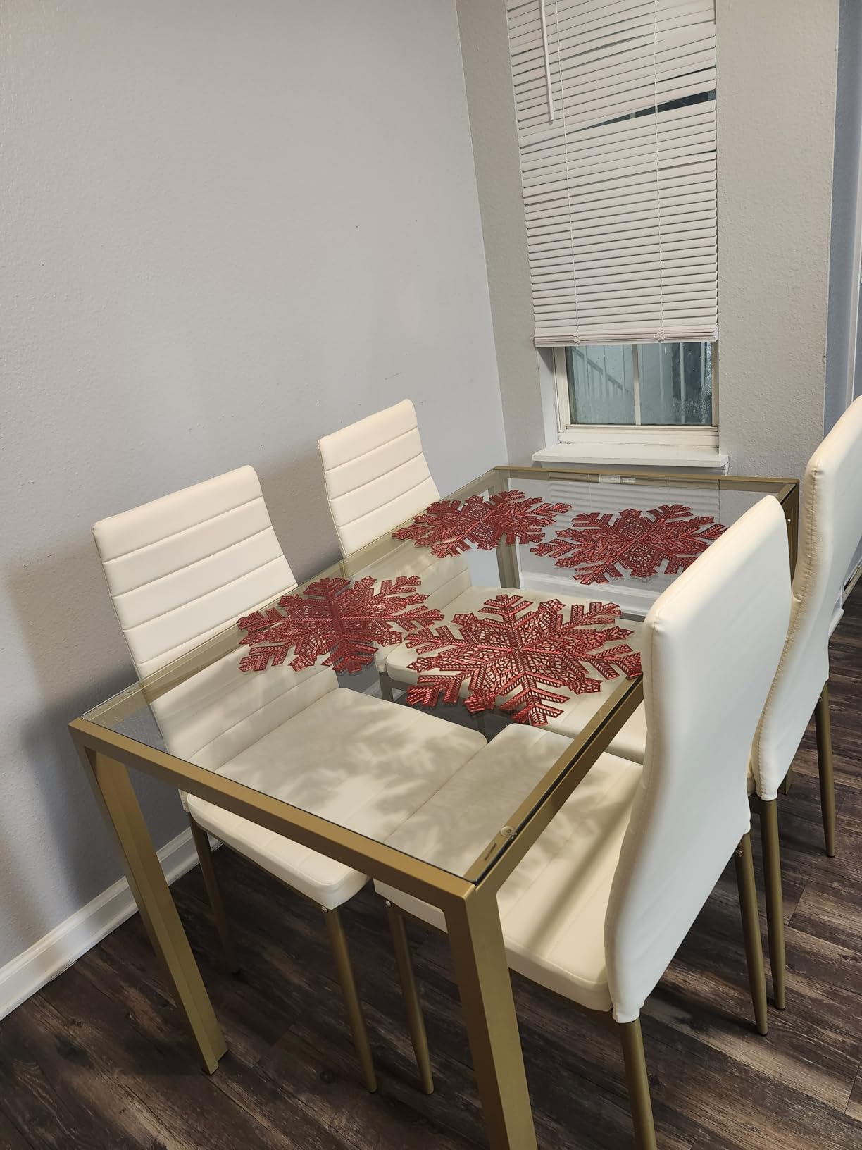 Best Choice Products 5-Piece Glass Dining Set, Modern Kitchen Table Furniture for Dining Room, Dinette, Compact Space-Saving w/Glass Tabletop, 4 Upholstered PU Chairs, Metal Steel Frame - Black Customer Review Best Choice Products 5-Piece Glass Dining Set, Modern Kitchen Table Furniture for Dining Room, Dinette, Compact Space-Saving w/Glass Tabletop, 4 Upholstered PU Chairs, Metal Steel Frame - Black - Customer Photo 1