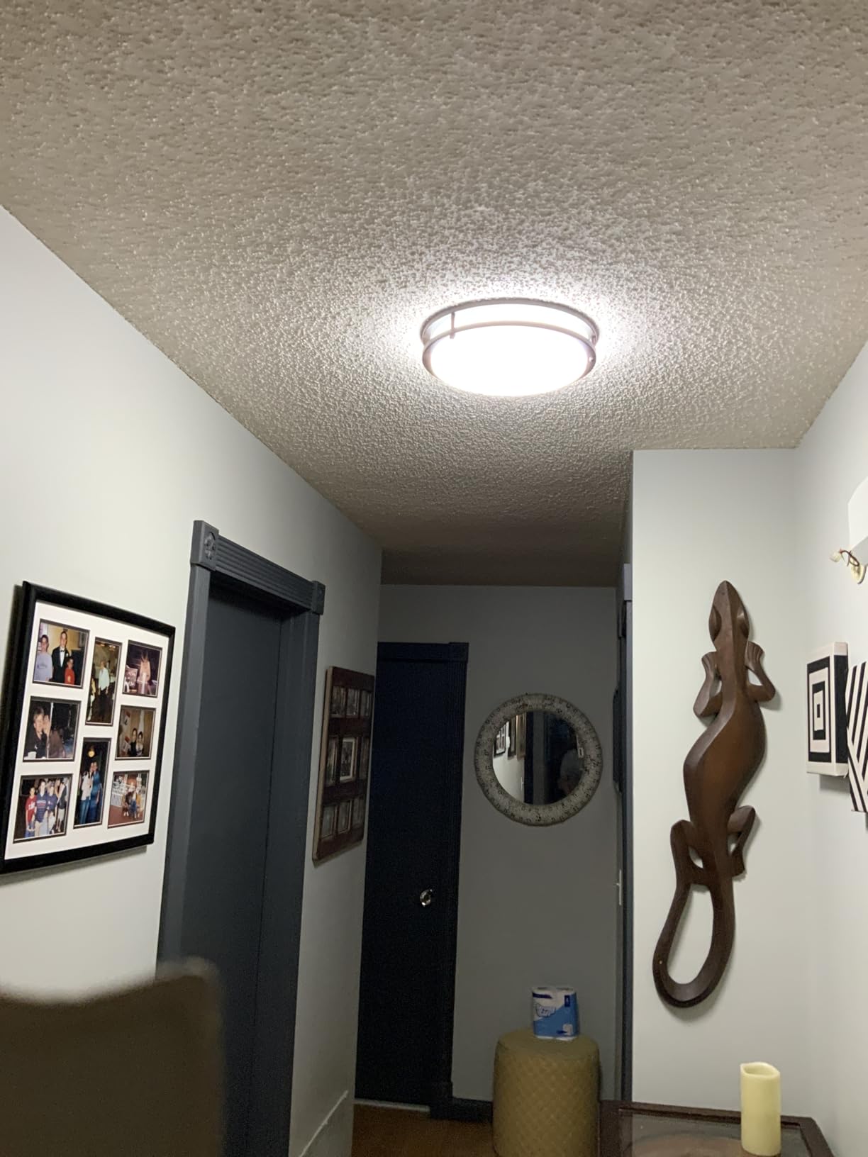 13 inch Flush Mount LED Ceiling Light Fixture, 2700K/3000K/3500K/4000K/5000K Adjustable Ceiling Lights, Brushed Nickel Saturn Dimmable Lighting for Hallway Bathroom Kitchen or Stairwell, ETL Listed - Customer Photo 2