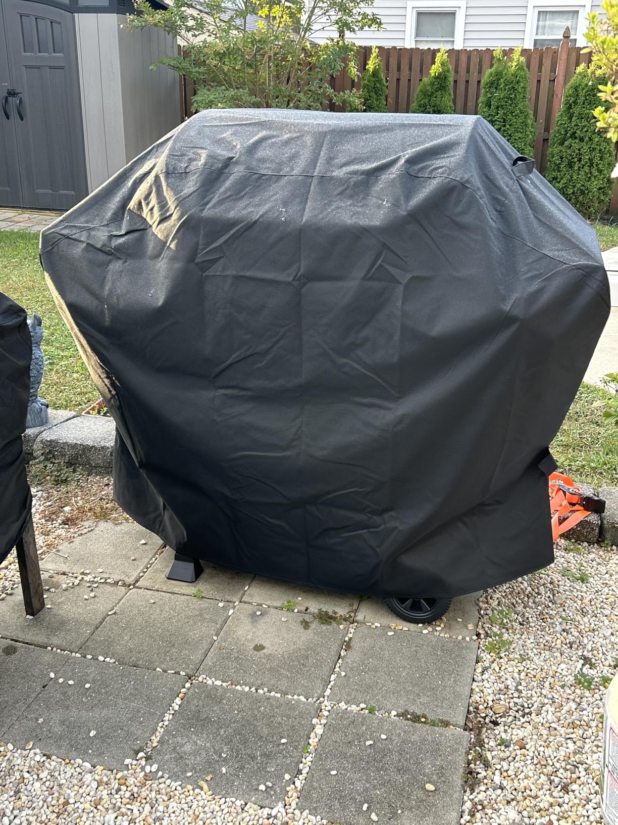 SunPatio Grill Cover 55 Inch, Outdoor Heavy Duty Waterproof Barbecue Gas Cover, UV & Fade Resistant, All Weather Protection Compatible for Weber Charbroil Nexgrill Kenmore Grills and More, Black - Customer Photo 1