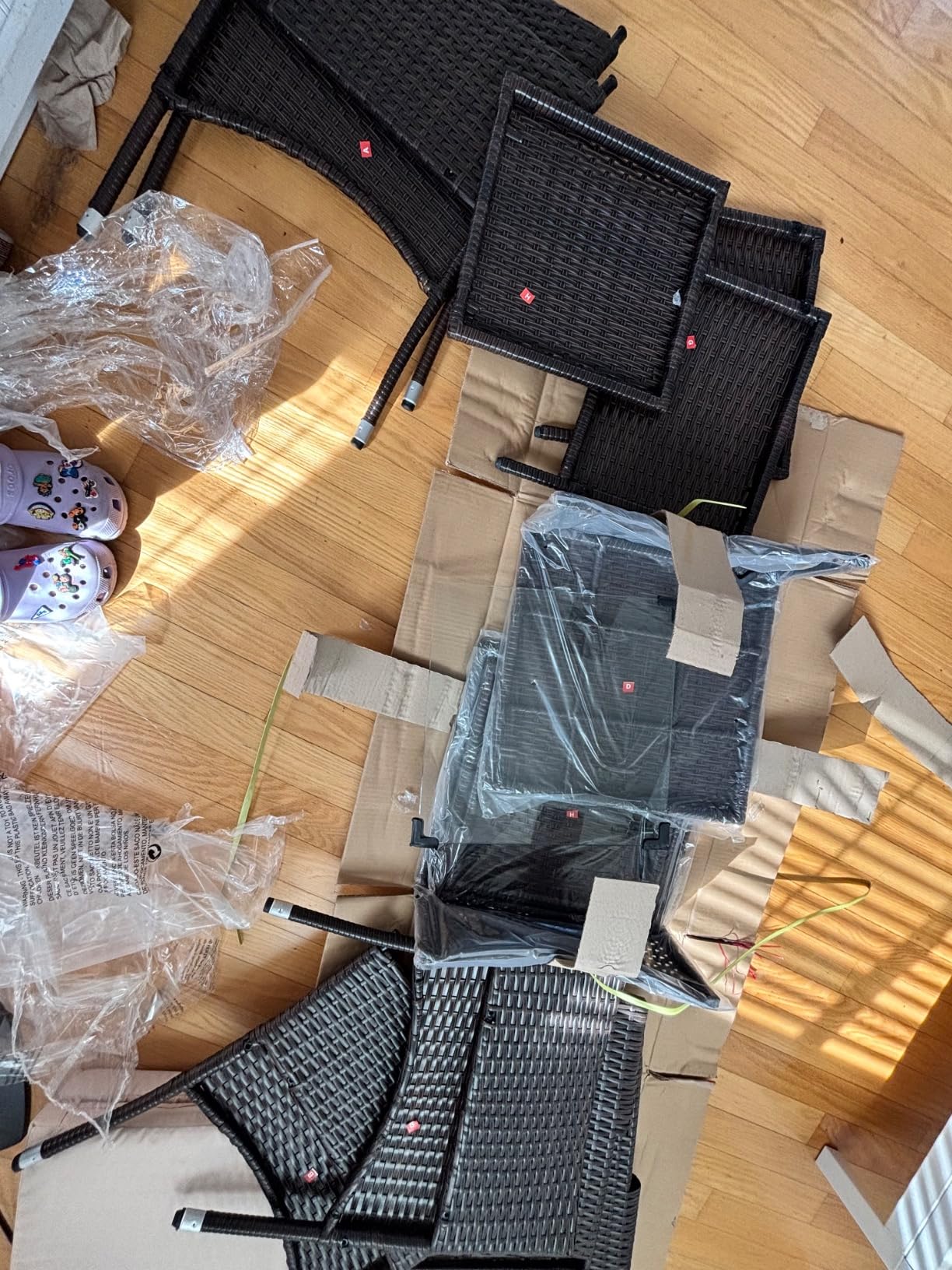 Devoko Patio Porch Furniture Sets 3 Pieces PE Rattan Wicker Chairs with Table Outdoor Garden Furniture Sets (Brown/Beige) Customer Review Devoko Patio Porch Furniture Sets 3 Pieces PE Rattan Wicker Chairs with Table Outdoor Garden Furniture Sets (Brown/Beige) - Customer Photo 2