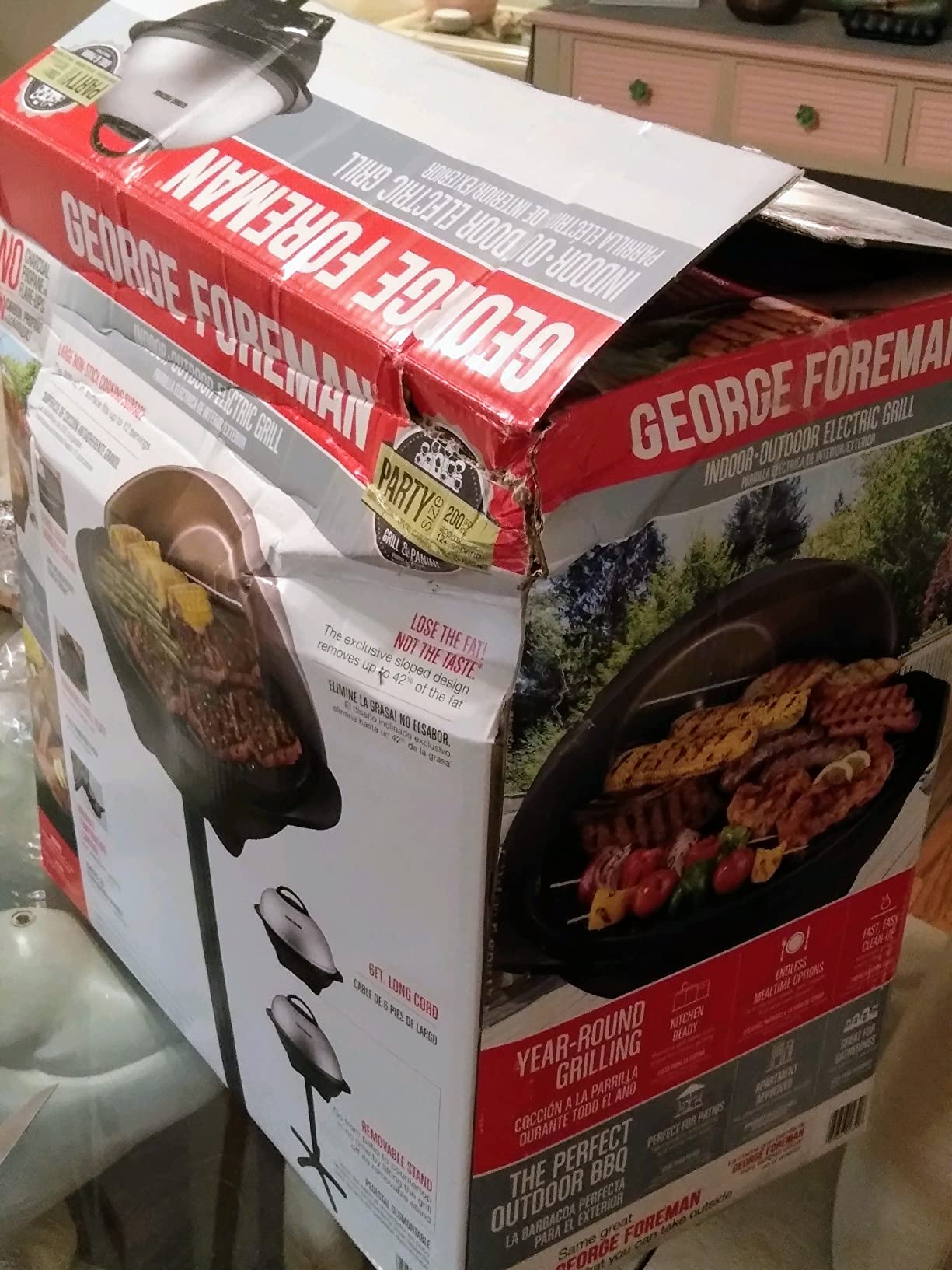 George Foreman Indoor/Outdoor Electric Patio Grill, Apartment Approved, 15-Serving, Removable Stand, Black Customer Review George Foreman Indoor/Outdoor Electric Patio Grill, Apartment Approved, 15-Serving, Removable Stand, Black - Customer Photo 4