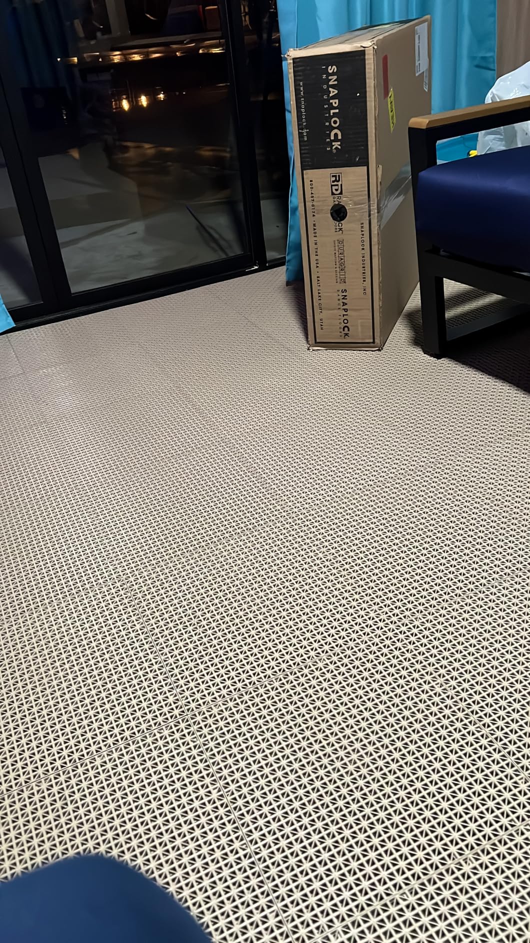 Big Floors DuraGrid Outdoor Modular Deck Tiles, Interlocking, Slip-Resistant, Self-Draining, Durable Plastic Flooring, Easy Install, UV & Water Resistant, Made in USA, 24 Pack, Beige - Customer Photo 2