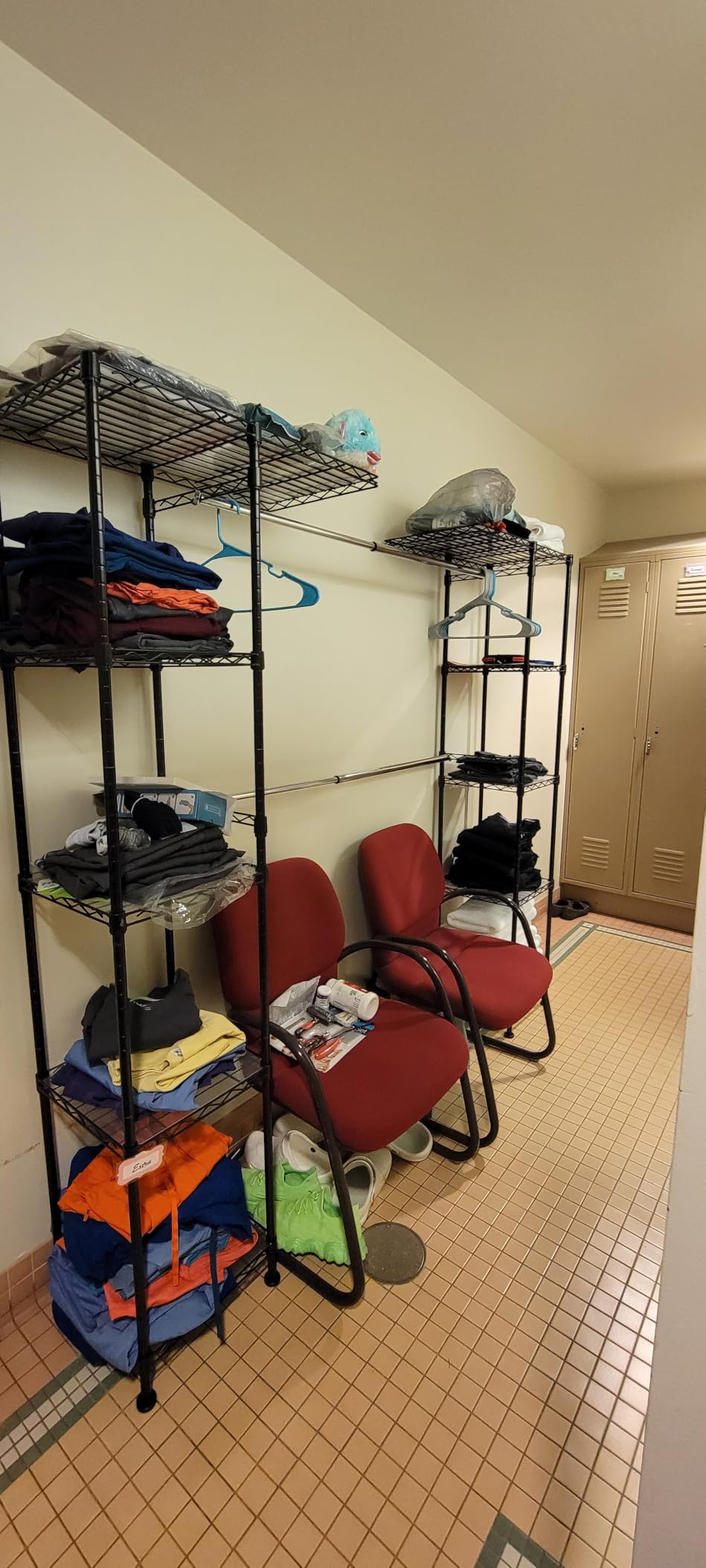 Amazon Basics Expandable Metal Hanging Closet Organizer and Storage Rack Wardrobe with Shelves, 57-80''L x 14''W x 72''H, Bronze - Customer Photo 1