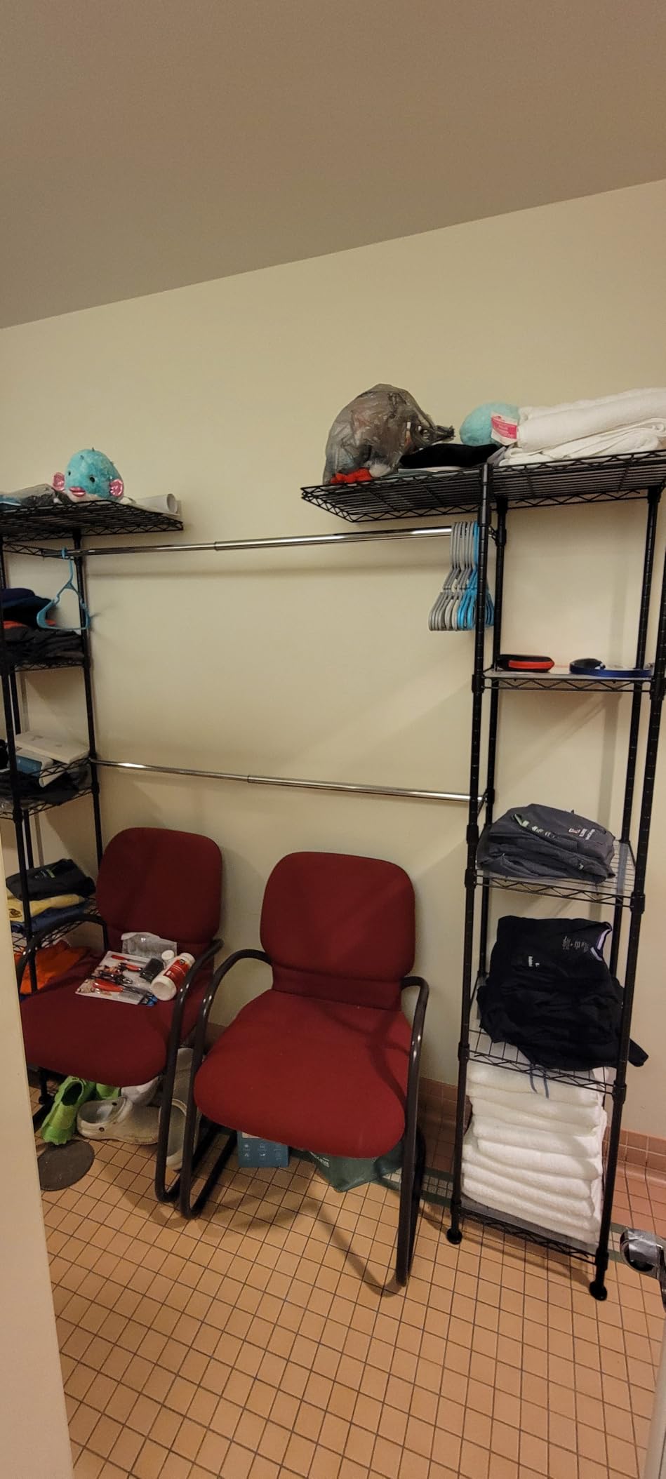 Amazon Basics Expandable Metal Hanging Closet Organizer and Storage Rack Wardrobe with Shelves, 57-80''L x 14''W x 72''H, Bronze - Customer Photo 2