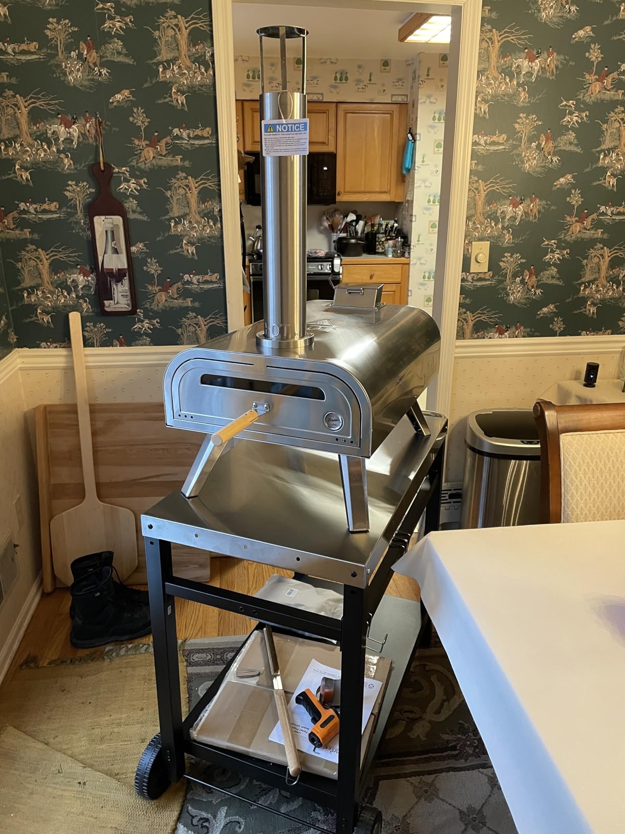 Royal Gourmet Dining Cart Table with Double-Shelf, Movable Stainless Steel Flattop Grill Cart, Hooks, Side Handle, Multifunctional PC3401S (Silver) - Customer Photo 1