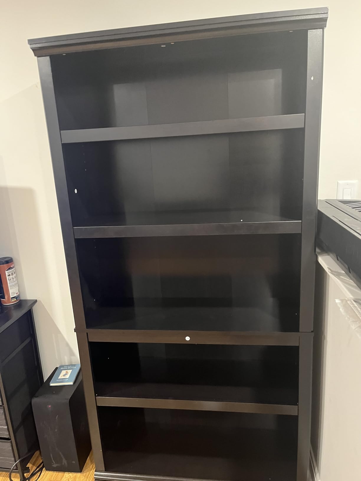 Sauder 5 Tier Book Shelf Wooden Bookcase Multipurpose Bookshelf for Home Office, Living Room, in Chalked Chestnut - Customer Photo 1