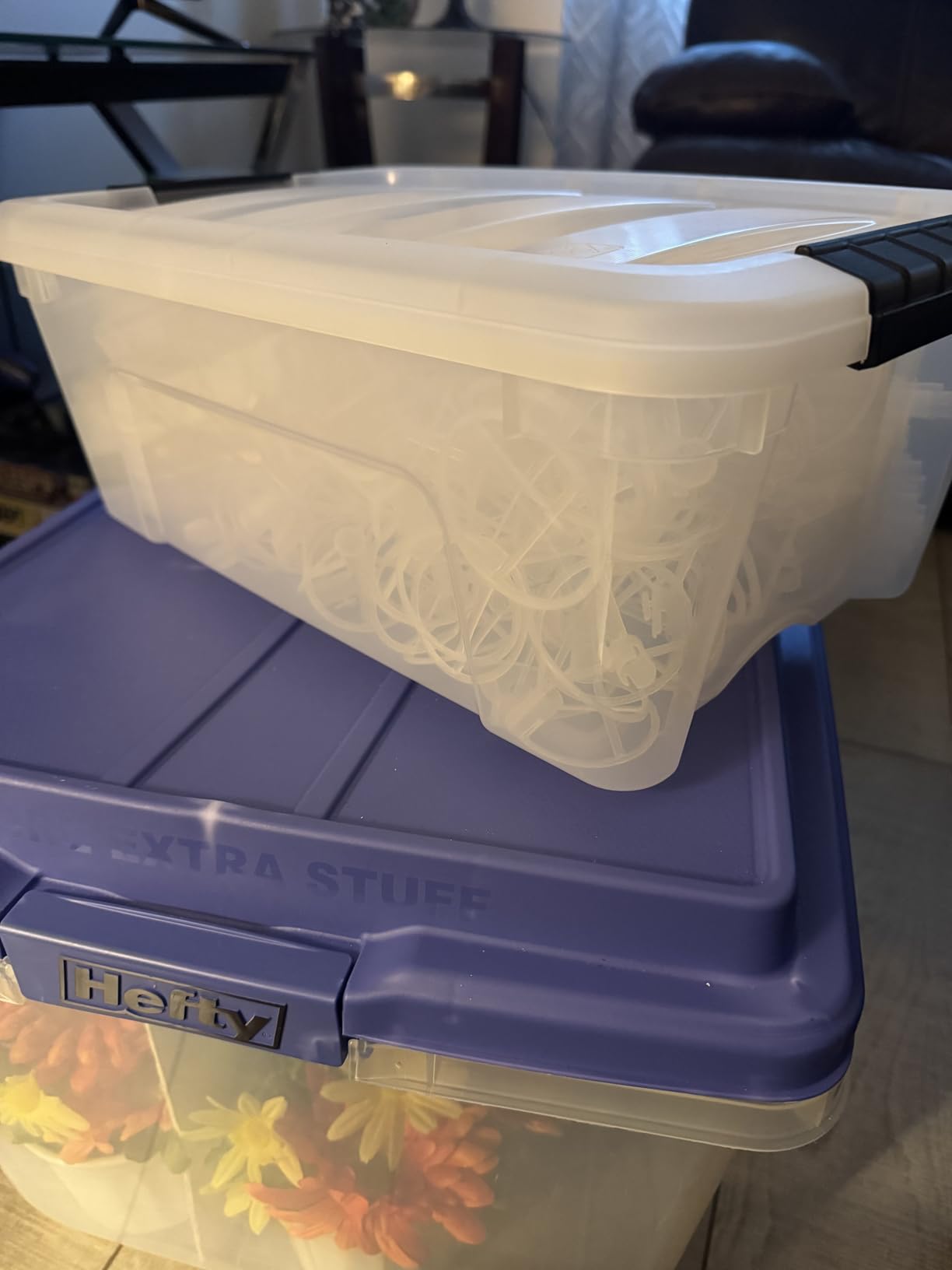 IRIS USA 19 QT Plastic Storage Box with Lid and Latches - 6 Pack - BPA-Free, See-Through Organizing Solution, Durable Nestable Stackable Containers, Secure Pull Handle - Clear - Customer Photo 1