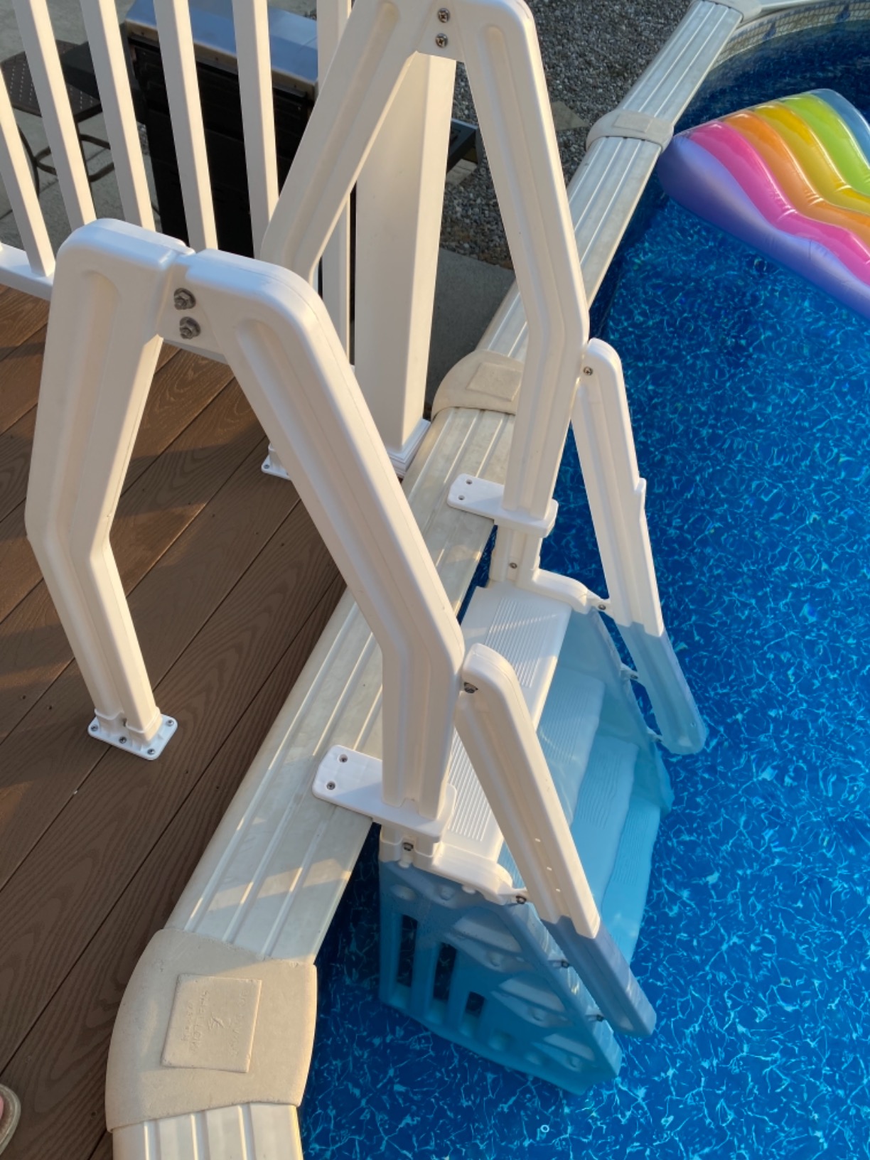 Vinyl Works 24 Inch in Pool Step Ladder, Adjustable Stair Entry System with Handrails and Non-Slip Surface for Above Ground Swimming Pools, White Customer Review Vinyl Works 24 Inch in Pool Step Ladder, Adjustable Stair Entry System with Handrails and Non-Slip Surface for Above Ground Swimming Pools, White - Customer Photo 2