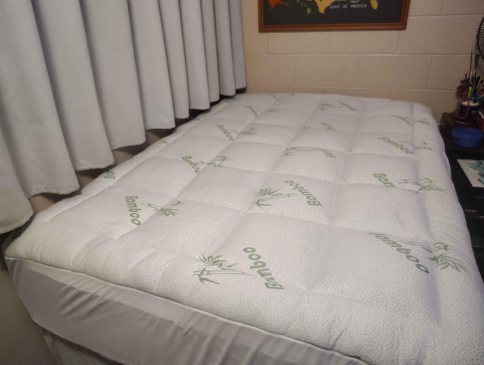 Ultra Soft Queen Size Mattress Topper - Viscose Made from Bamboo Pillow Top Mattress Pad for Back Pain Relief - Naturally Cooling for Hot Sleepers, Green - Customer Photo 1