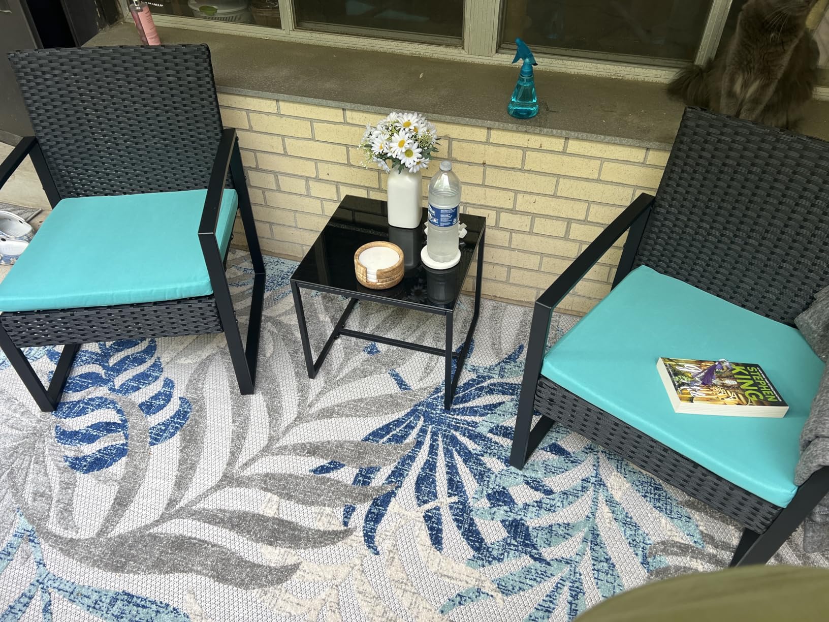 Flamaker 3 Pieces Outdoor Patio Wicker Furniture Set, Modern Rattan Chair Conversation Sets with Coffee Table for Yard and Bistro (Black) Customer Review Flamaker 3 Pieces Outdoor Patio Wicker Furniture Set, Modern Rattan Chair Conversation Sets with Coffee Table for Yard and Bistro (Black) - Customer Photo 2