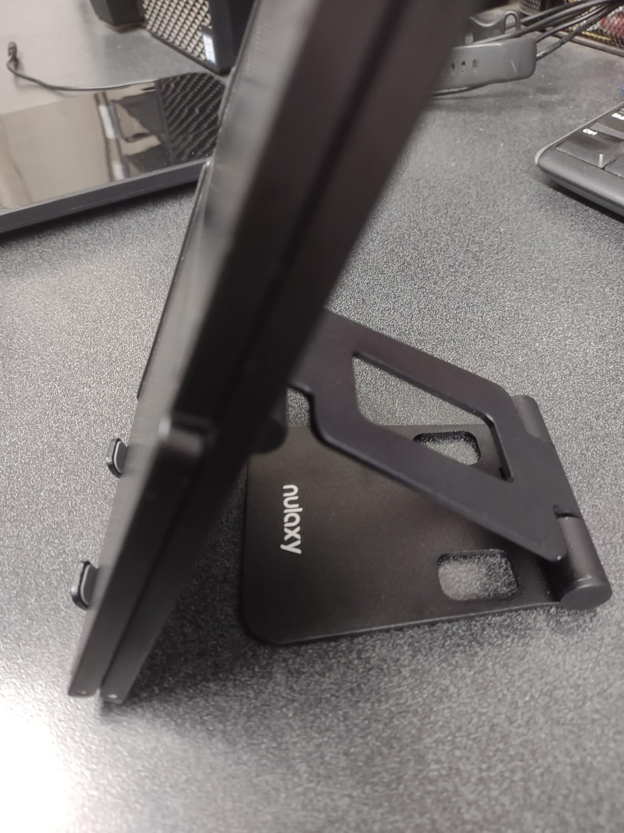 Nulaxy Dual Folding Cell Phone Stand, Fully Adjustable Foldable Desktop Phone Holder Cradle Dock Compatible with iPhone 17 16 15 14 13 12 11 Pro Max Xs Xr X 8, Nintendo Switch, All Phones - Customer Photo 1