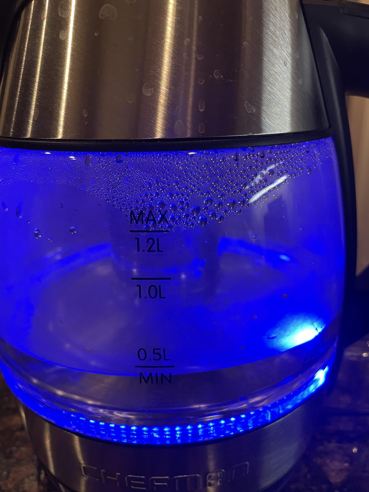 Chefman Electric Kettle with Temperature Control, 5 Presets LED Indicator Lights, Removable Tea Infuser, Glass Tea Kettle & Hot Water Boiler, 360° Swivel Base, BPA Free, Stainless Steel, 1.8 Liters - Customer Photo 1