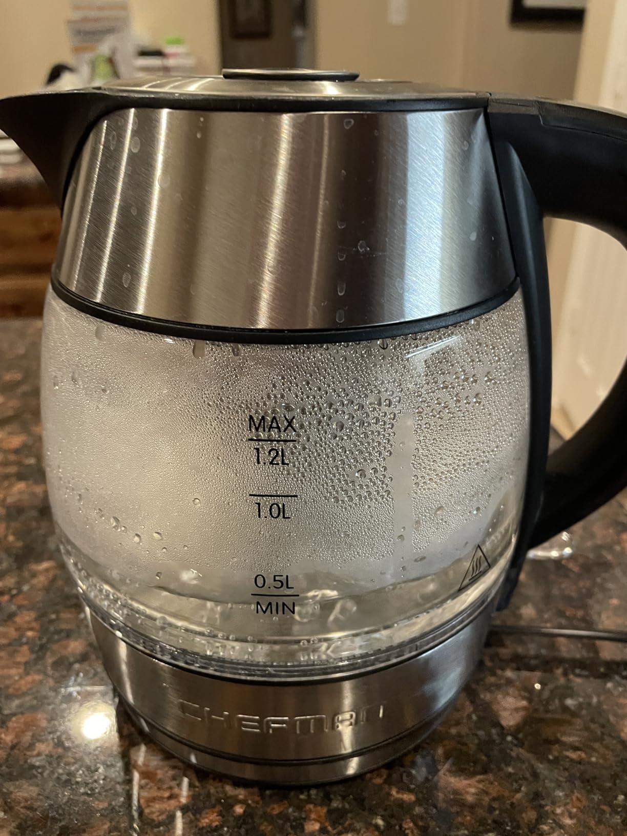 Chefman Electric Kettle with Temperature Control, 5 Presets LED Indicator Lights, Removable Tea Infuser, Glass Tea Kettle & Hot Water Boiler, 360° Swivel Base, BPA Free, Stainless Steel, 1.8 Liters - Customer Photo 2