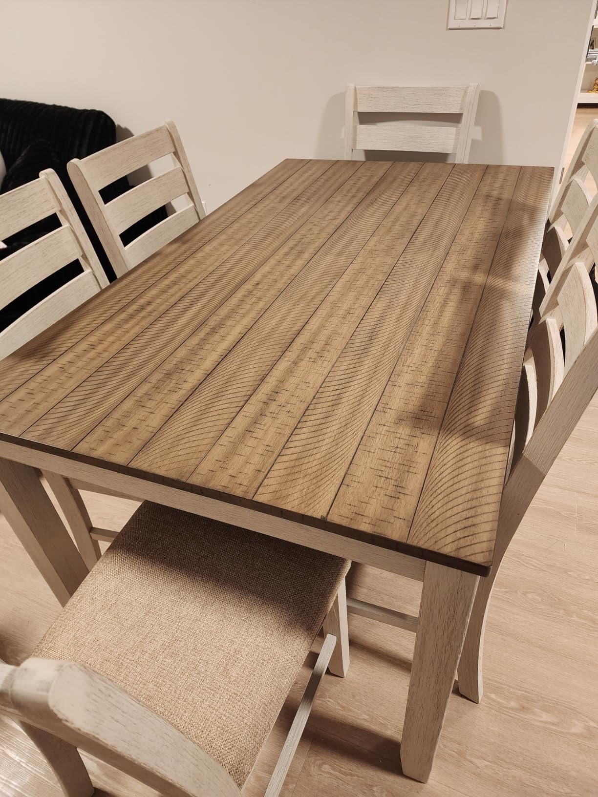 Signature Design by Ashley Skempton Cottage Dining 7 Piece Set – Rectangular Table & 6 Upholstered Chairs | Coastal Chic Meets Farmhouse, Whitewash - Customer Photo 2