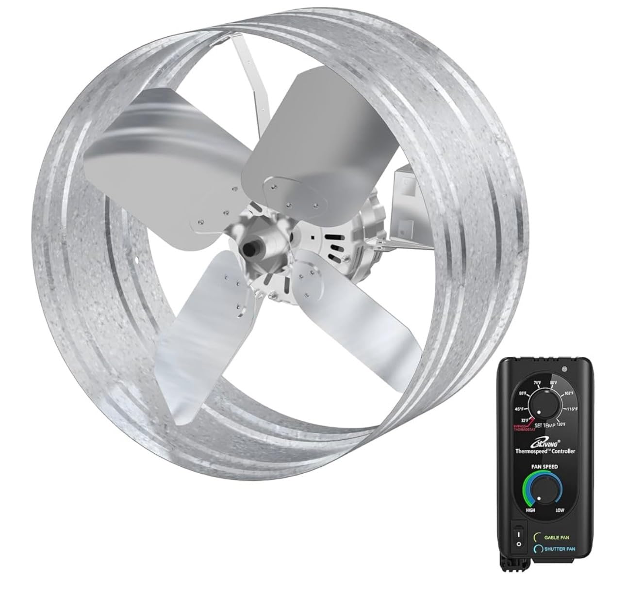 iLIVING HYBRID Ready Smart Thermostat Solar Roof Attic Exhaust Fan, 14\