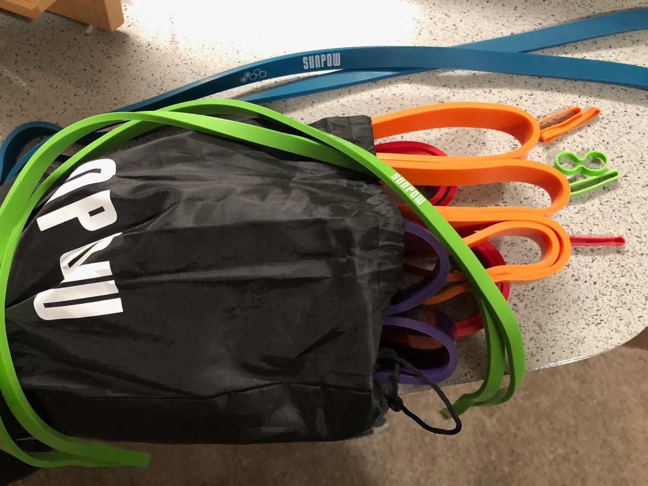 SUNPOW Pull Up Assistance Bands - Set of 5 Resistance Heavy Duty Workout Exercise Stretch Fitness Bands Assist Set for Body, Instruction Guide and Carry Bag Included - Customer Photo 2